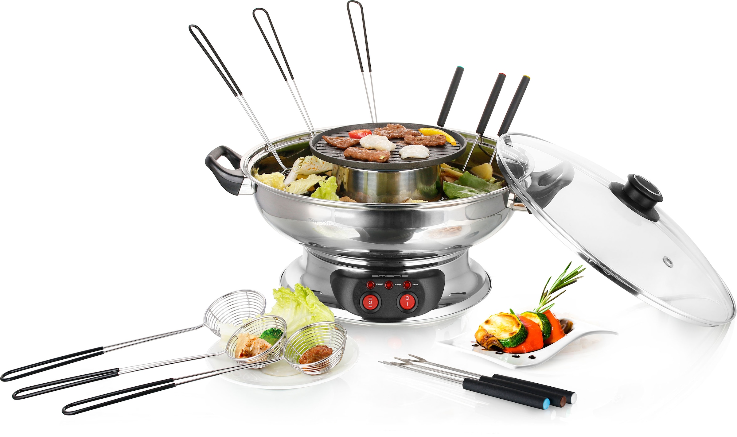 bestron Raclette »AWS600«, 6 St. Raclettepfännchen, 1000 W, Mini Wok Pfannen  für 6 Personen, inkl. 6 Holzspatel & 1 Schöpflöffel auf Rechnung | BAUR | Raclette