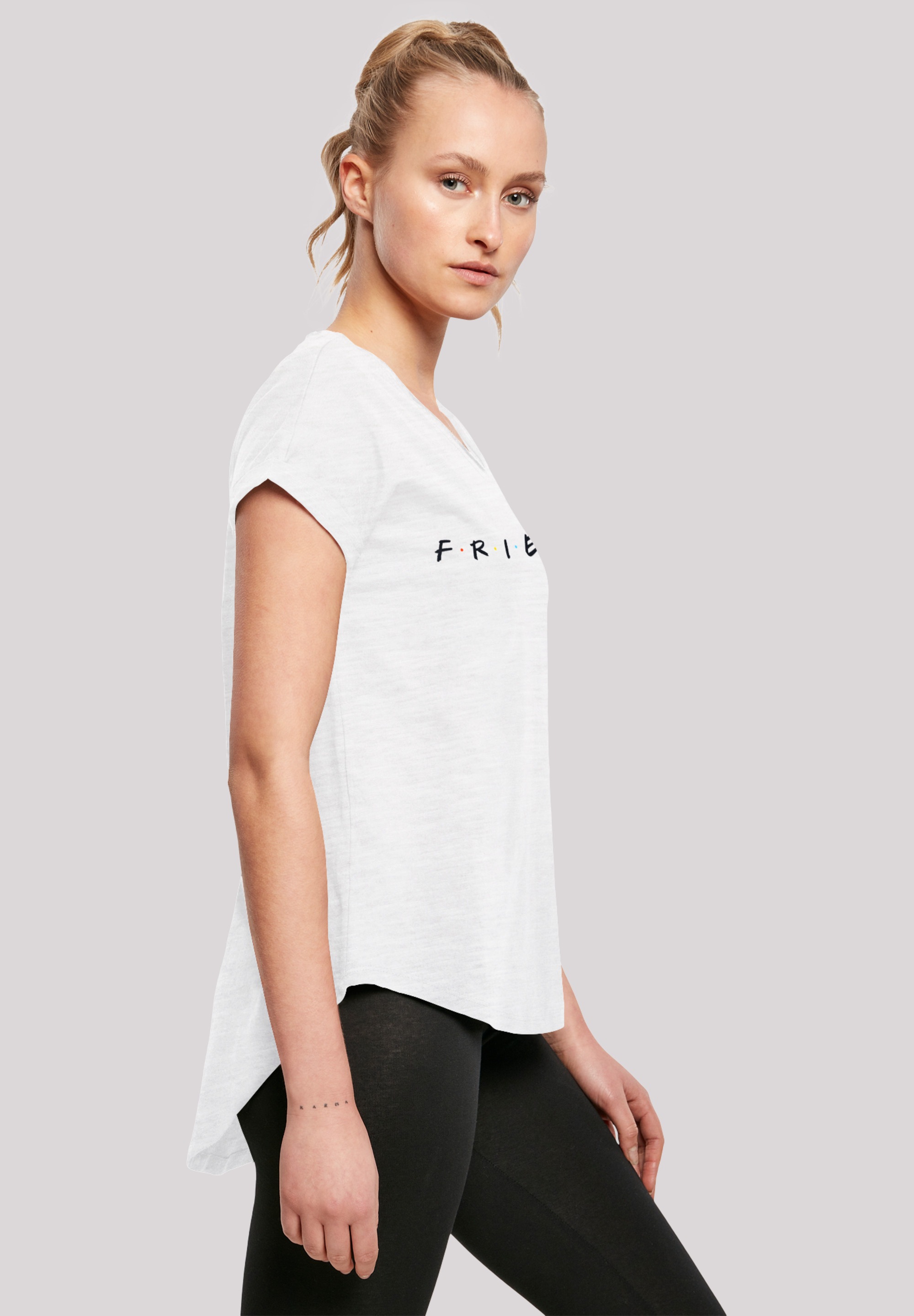 F4NT4STIC T-Shirt »Long Cut T Shirt 'FRIENDS TV Serie Text Logo WHT'«, Damen,Premium Merch,Lang,Longshirt,Bedruckt