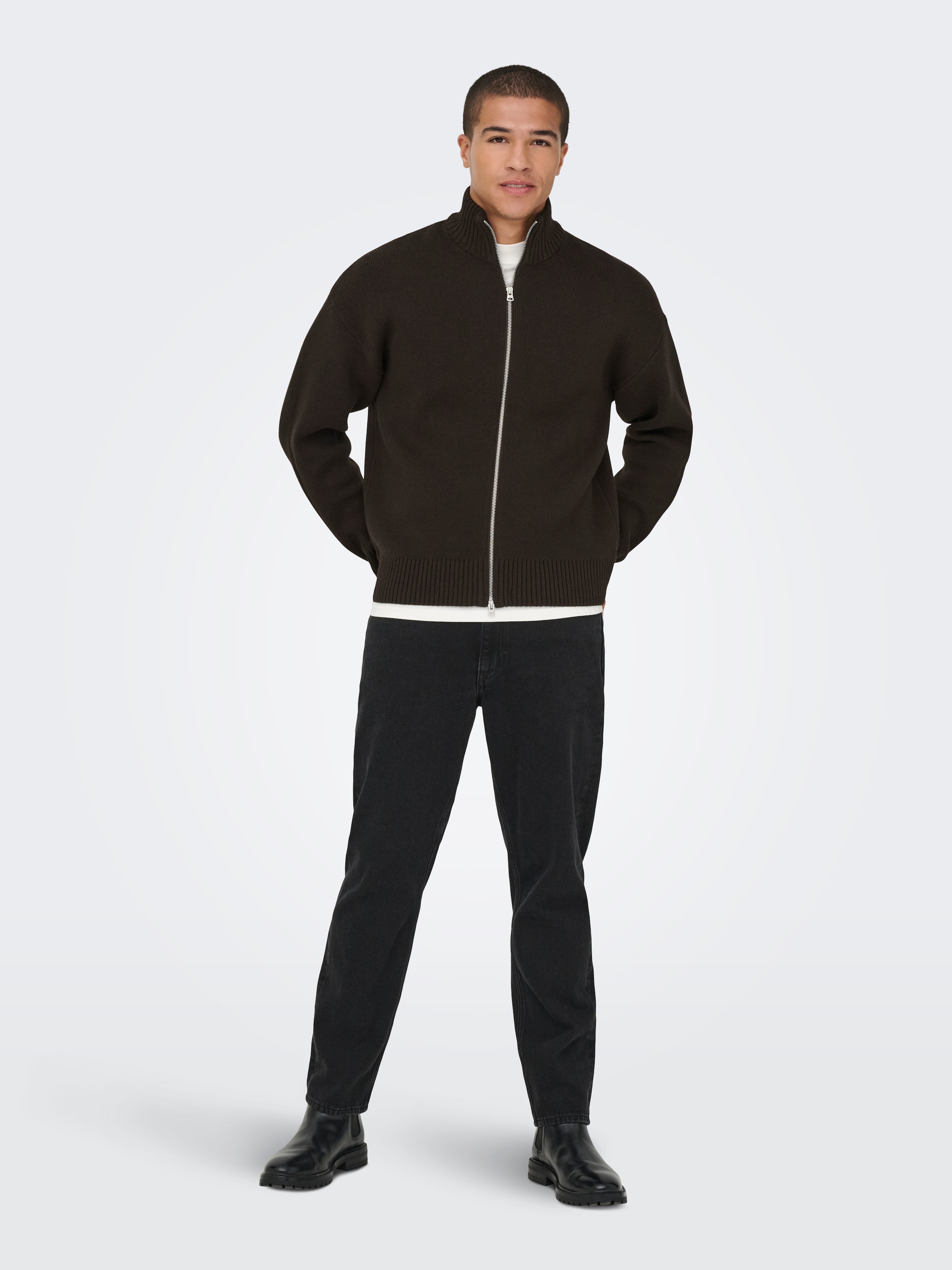 ONLY & SONS Strickjacke »ONSBLAKE DS HIGH NECK CARDIGAN KNIT NOOS« Baumwollmischung,