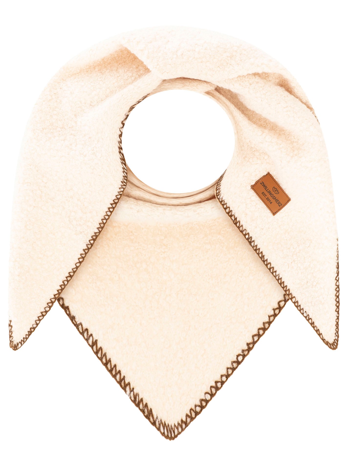 Zwillingsherz ""Teddy Stitch"" weiche Teddy-Struktur, Ziernaht-Rand, klassische Dreiecksform