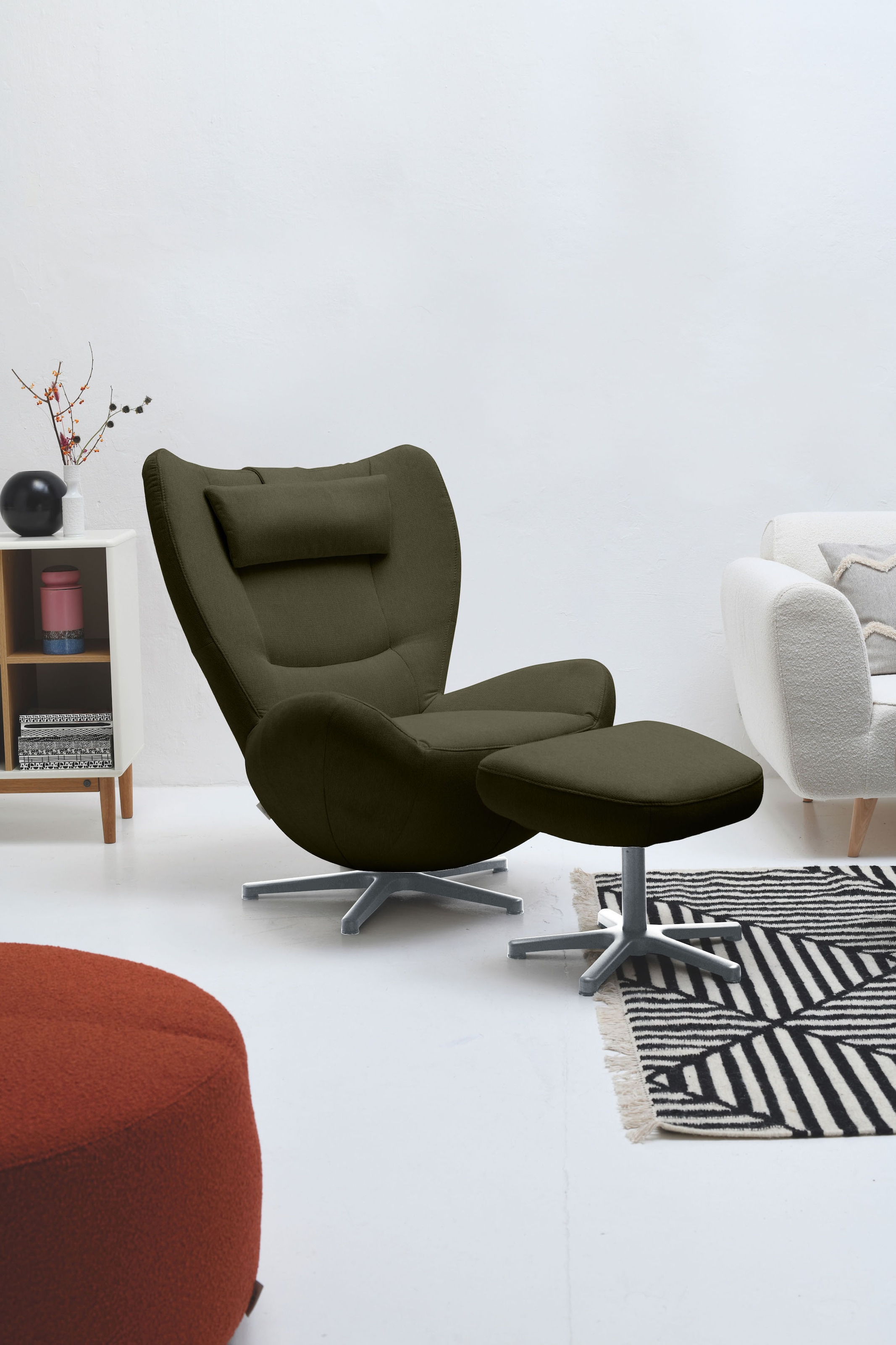 TOM »TOM | TAILOR Loungesessel Metall-Drehfuß PURE«, HOME mit Chrom in BAUR