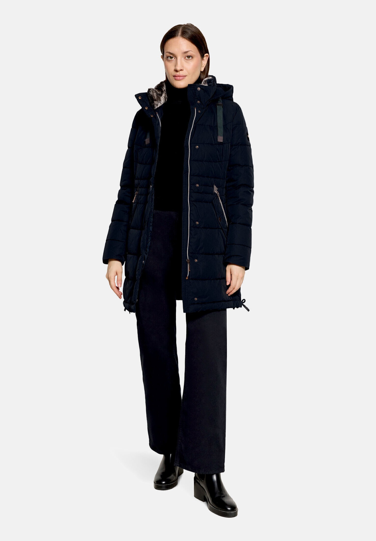 Gil Bret Steppjacke "Damen mit Kunstfellkragen" mit Kapuze