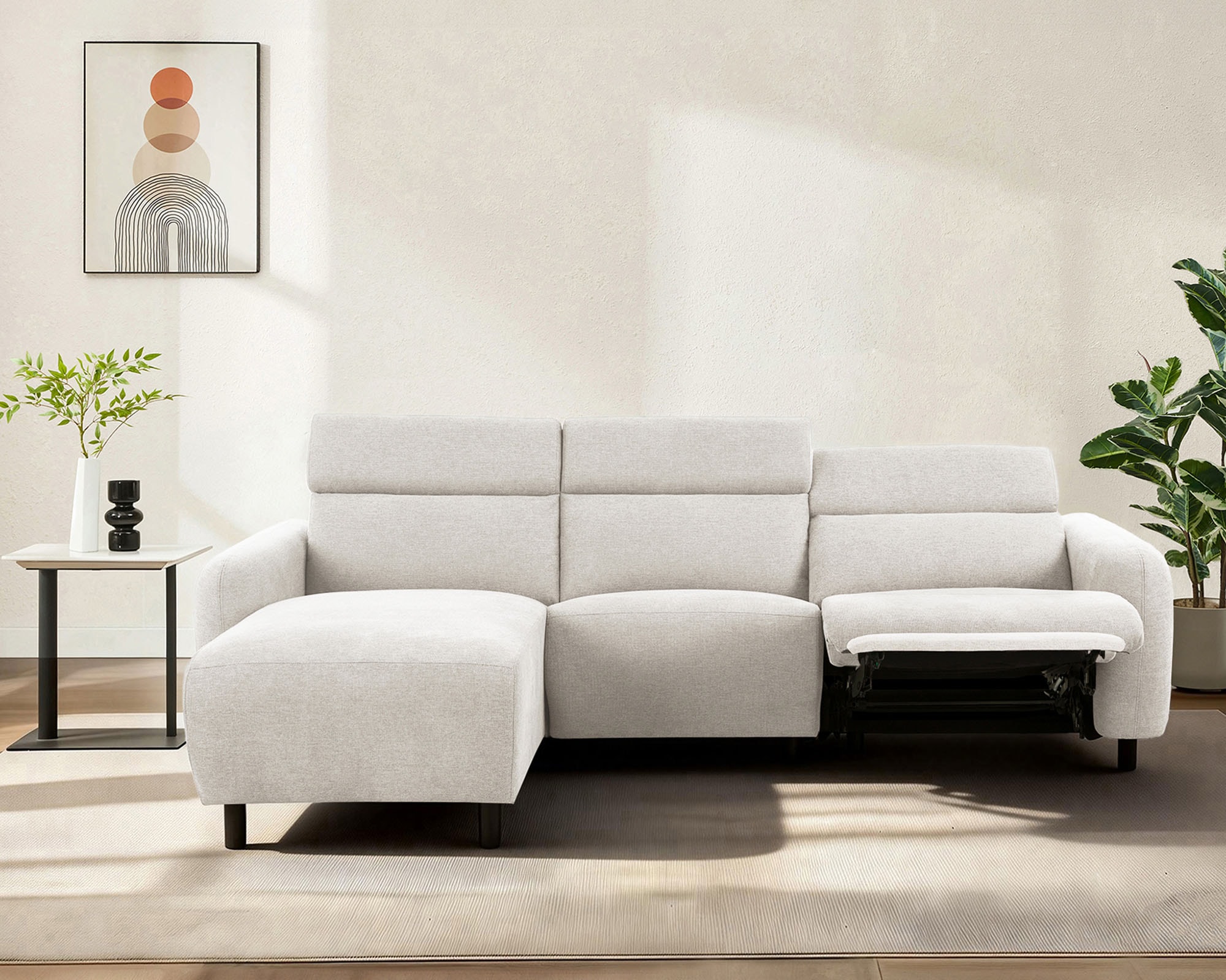OTTO home Ecksofa "SKAANE Struktur, L-Form, 274 cm, manuelle/elektrische Relaxfunktion," 274 cm, mit Kopfteilverstellung und man. oder elektr. Relaxfunktion
