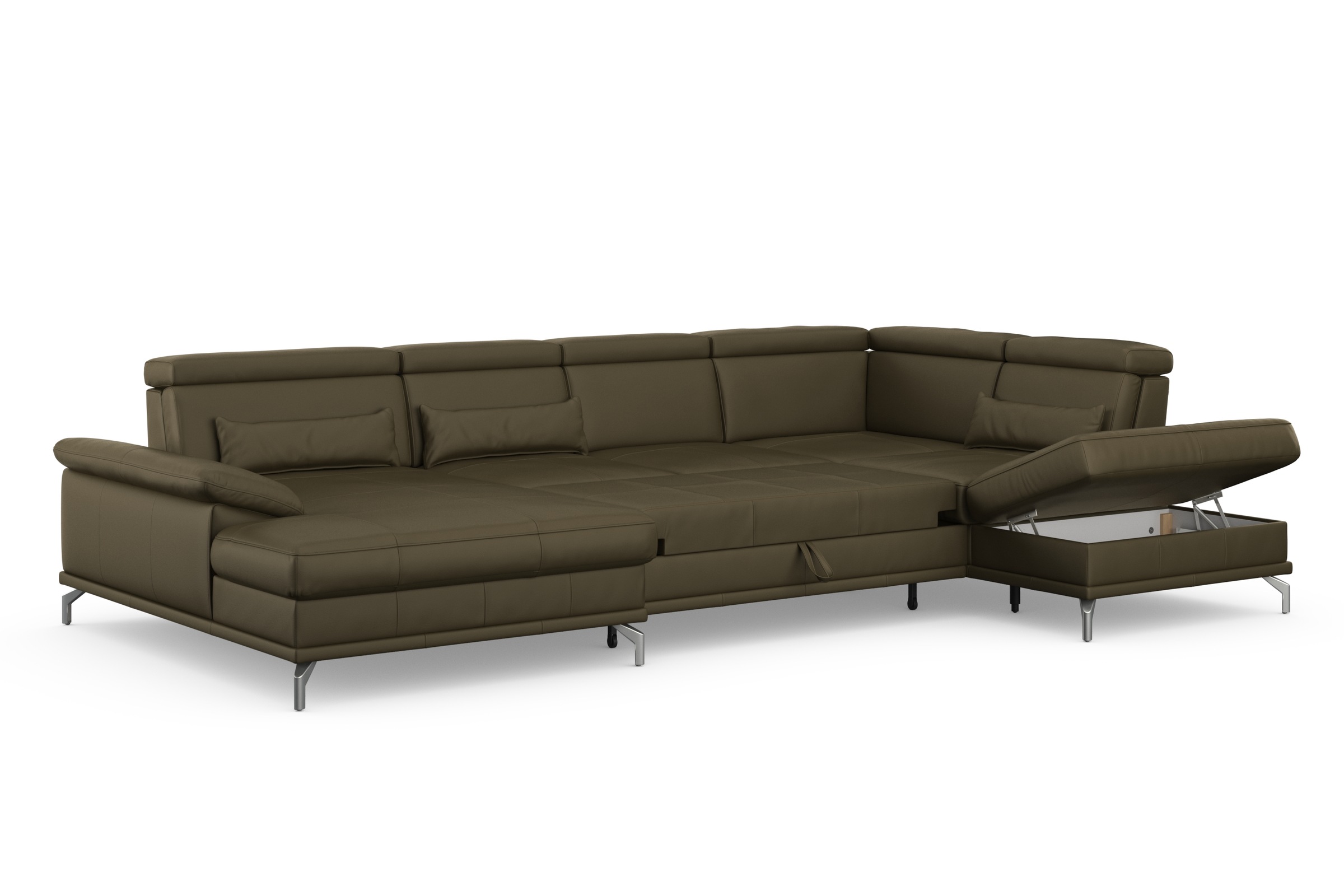 sit&more Wohnlandschaft »Cabrio U-Form, mit Sitztiefenverstellung, Arm- und Kopfteilverstellung«, 3 Nierenkissen, Federkern, optional Bettfunktion und Stauraum