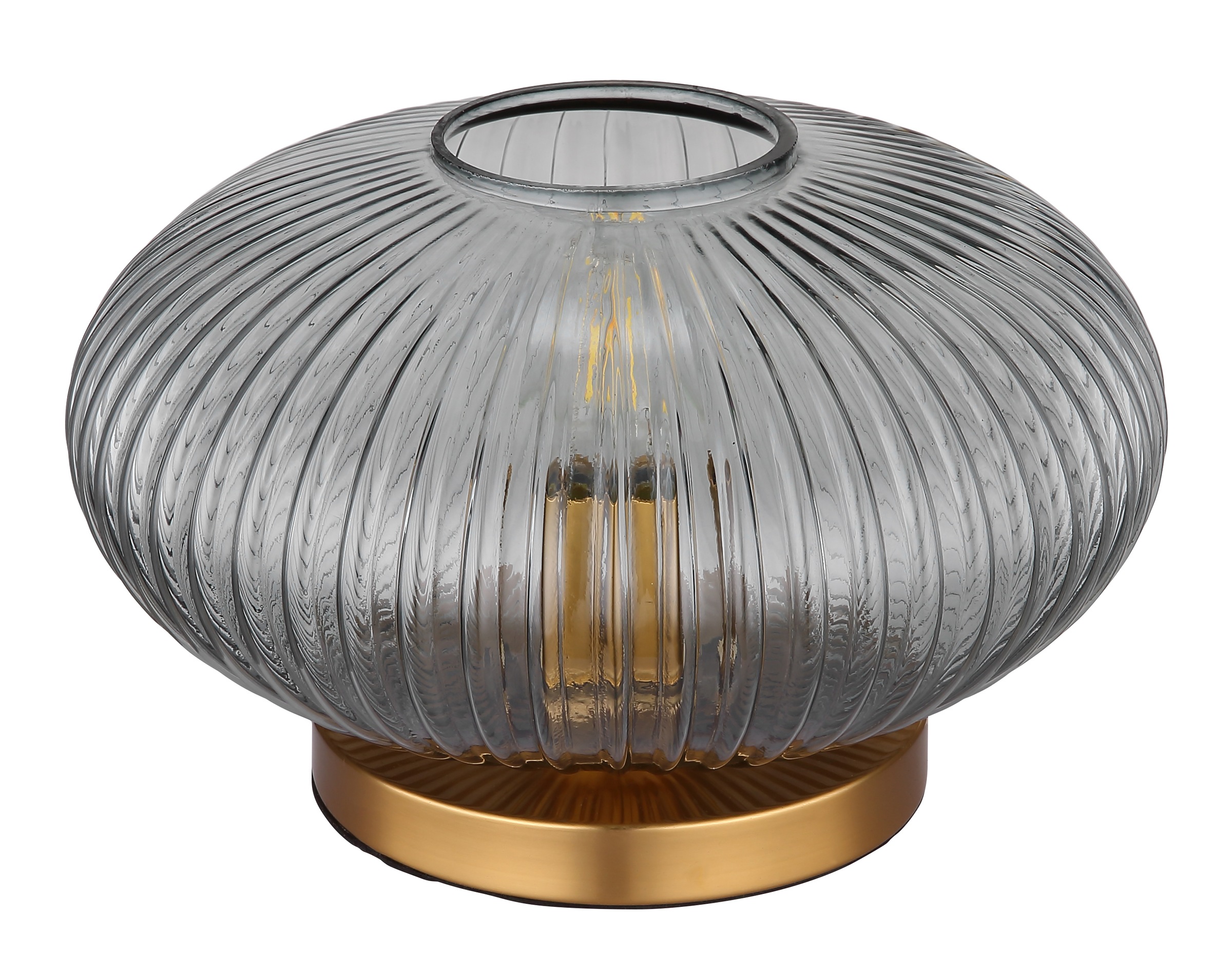 GLOBO LIGHTING Tischleuchte »NORMY« E27 1 Stk. Messingfarbene Tischleuchte mit rauchfarbenem Glas, E27 60W