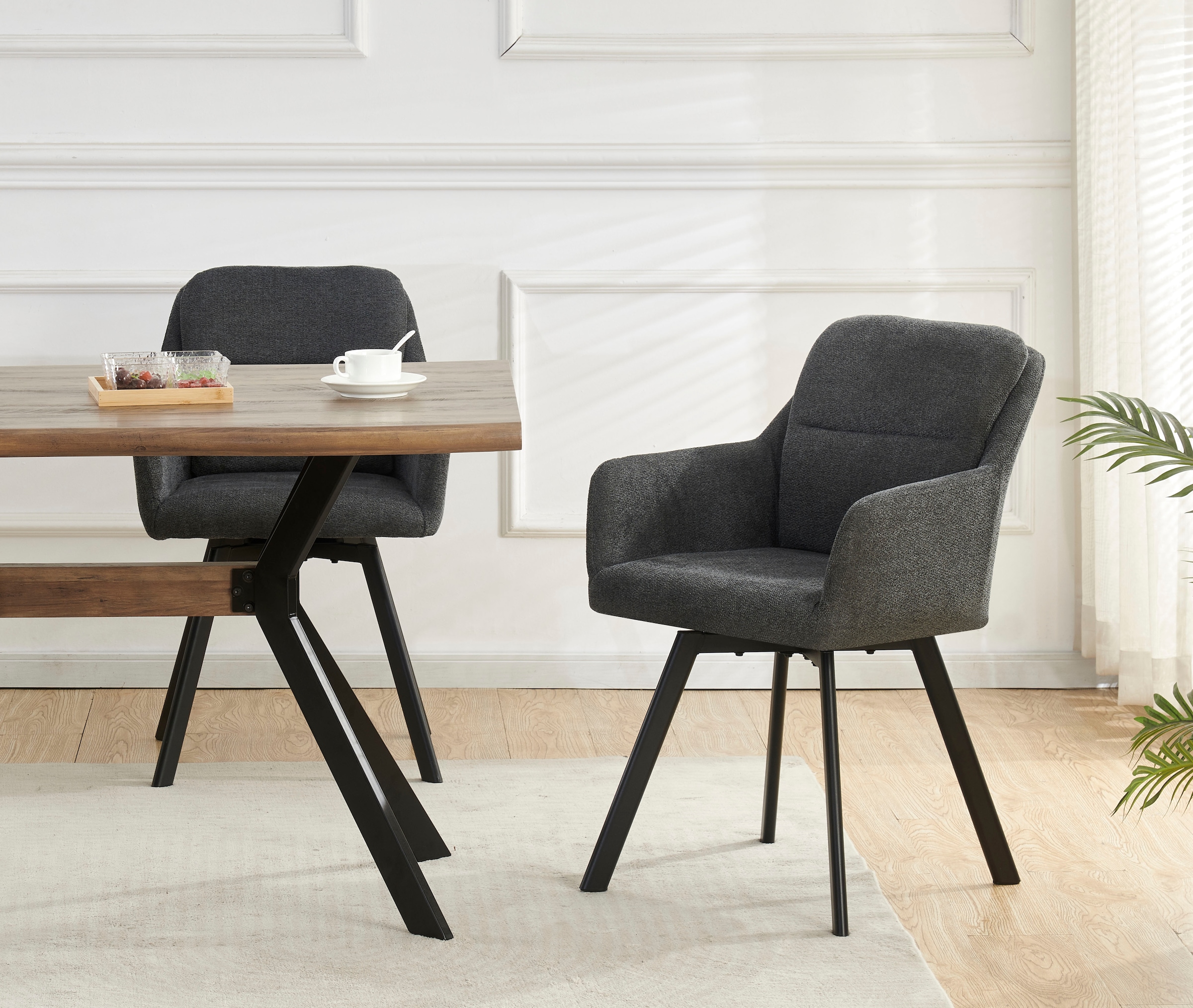 Home affaire Esszimmerstuhl »NEEPAWA, 2er Set, mit Metallgestell in matt schwarz« (Set) 2 Stk.in verschiedenen Farben, Belsatbarkeit pro Stuhl 120 kg