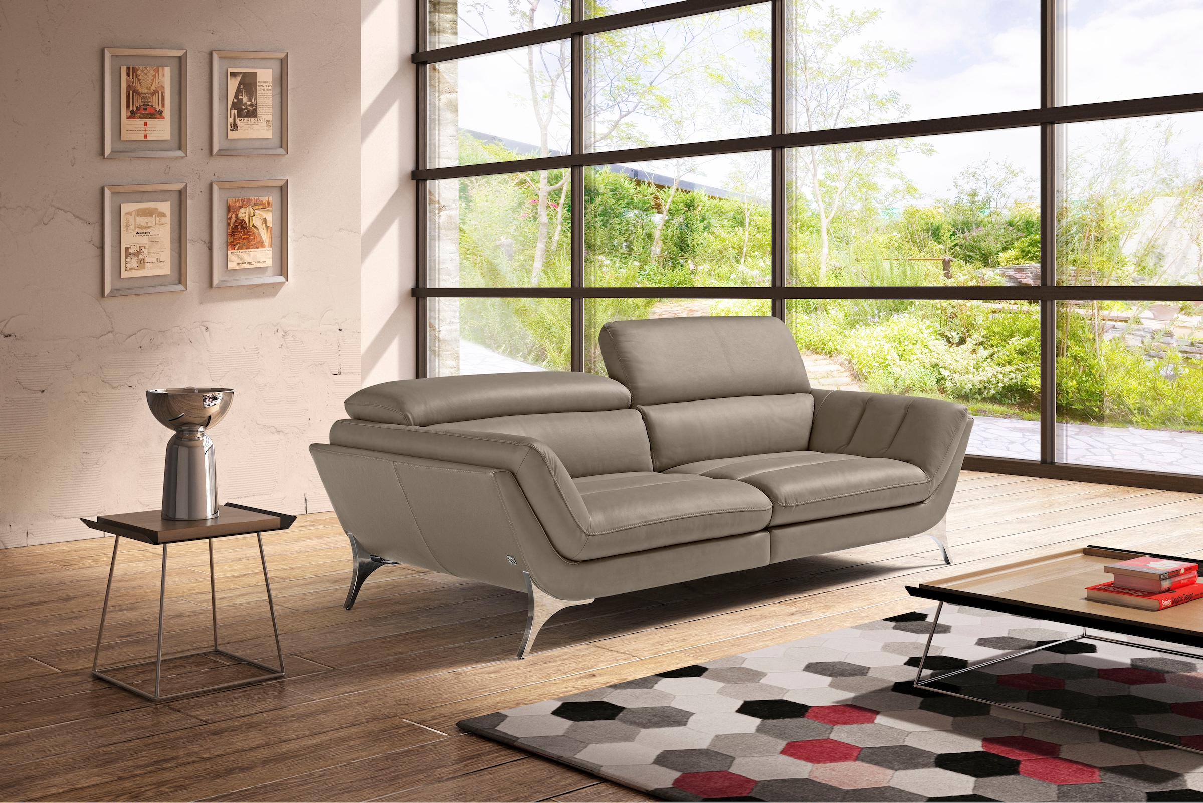 Egoitaliano 2,5-Sitzer »Sueli, extravagantes Design und erstklassiger Sitzkomfort,« Bezug Leder, inklusive Kopfteilverstellung