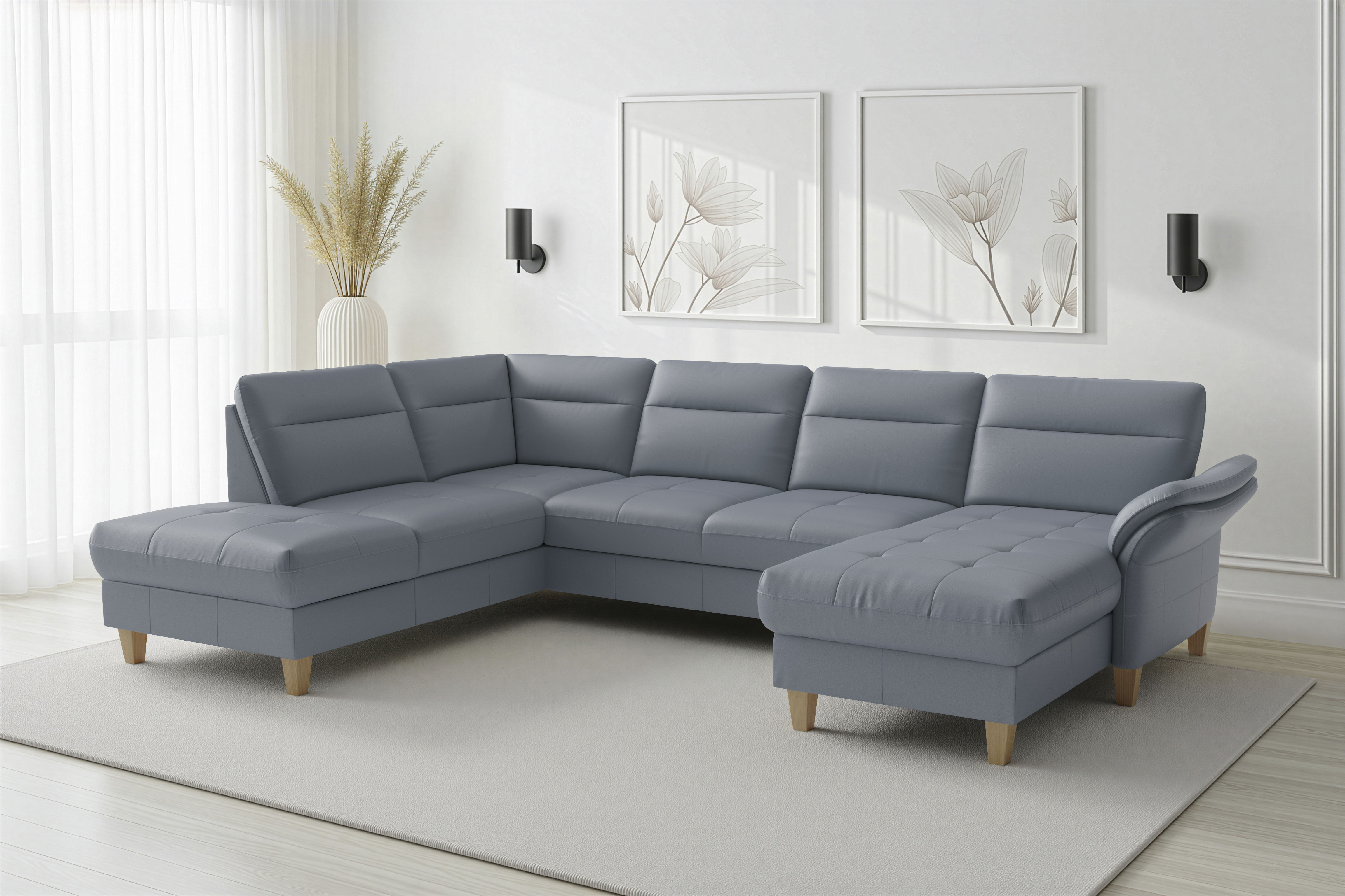 sit&more Wohnlandschaft "Pamela U-Form, B: 292 cm, optional Schlaffunktion & Bettkasten, Leder"