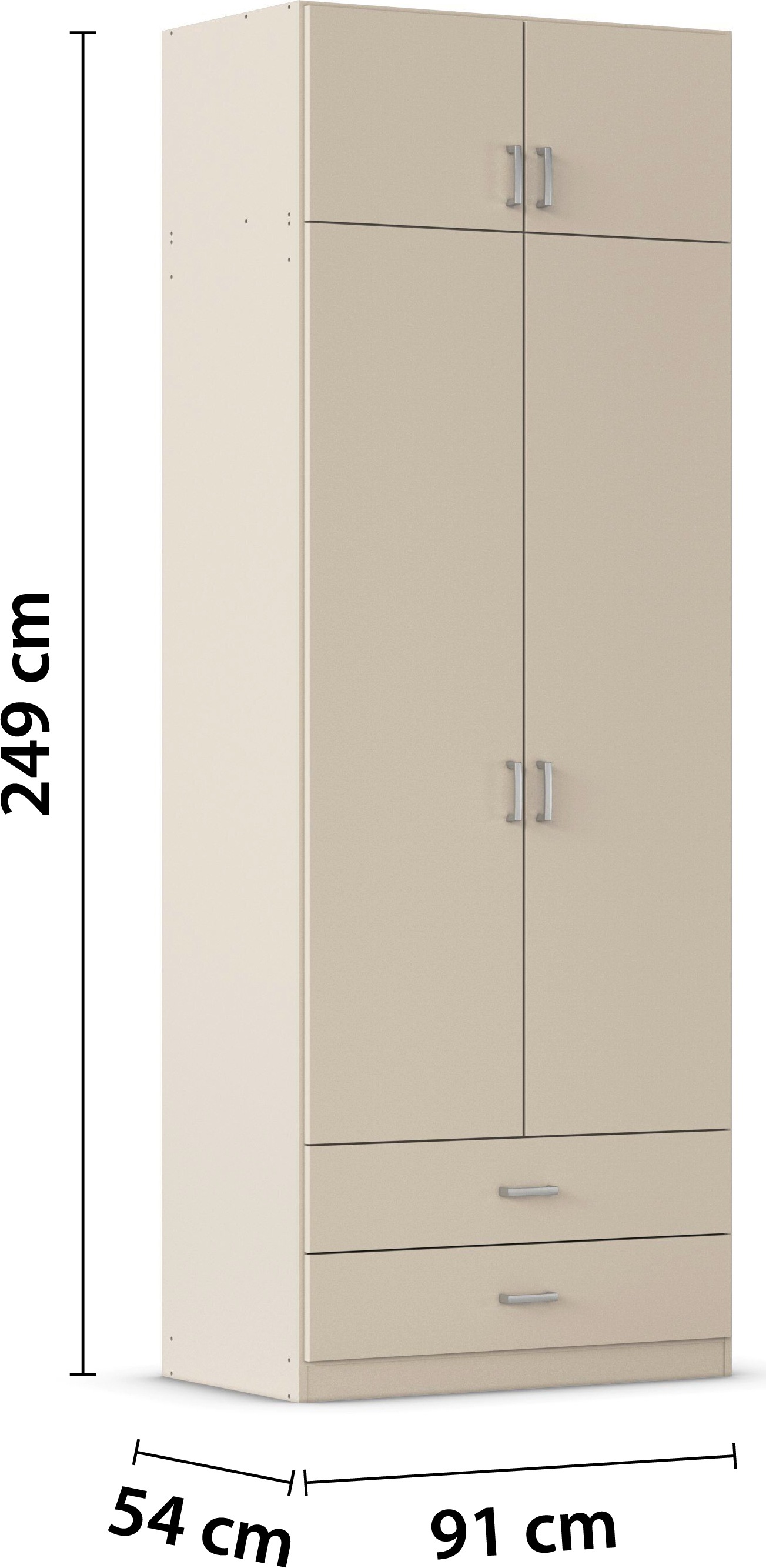 rauch Kleiderschrank »Schrank Garderobe Wäscheschrank GAMMA in 4 Breiten 91-226 cm« 3 verschiedene Ausstattungen BASIC/CLASSIC/PREMIUM (inkl. SOFT-CLOSE),  mit Schubladen und Schrankaufsatz, schlichtes Design MADE IN GERMANY