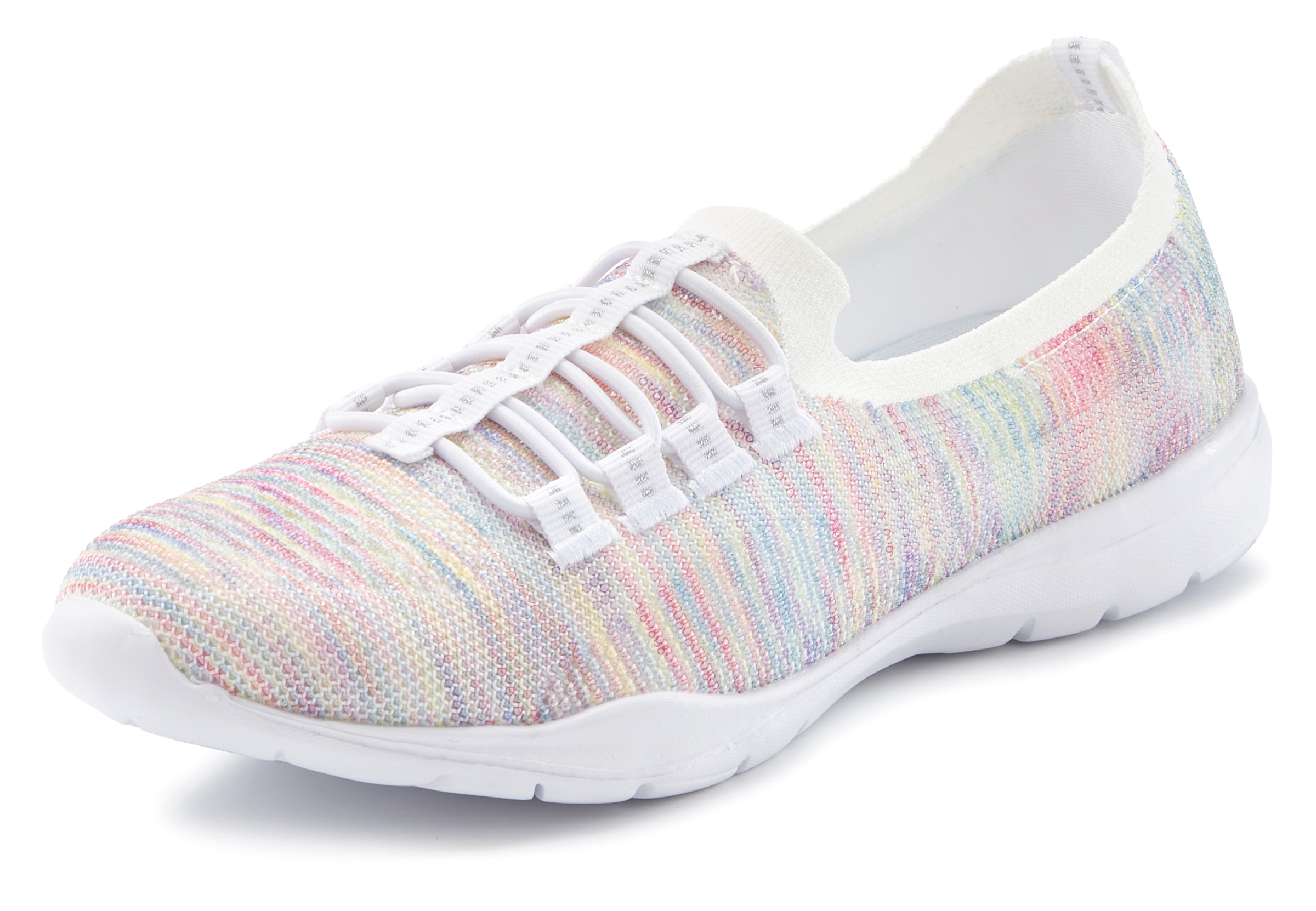 LASCANA Sneaker »Slipper, Halbschuh, leichtes Meshmaterial«, zum Reinschlüpfen mit elastischen Schnürbändern VEGAN