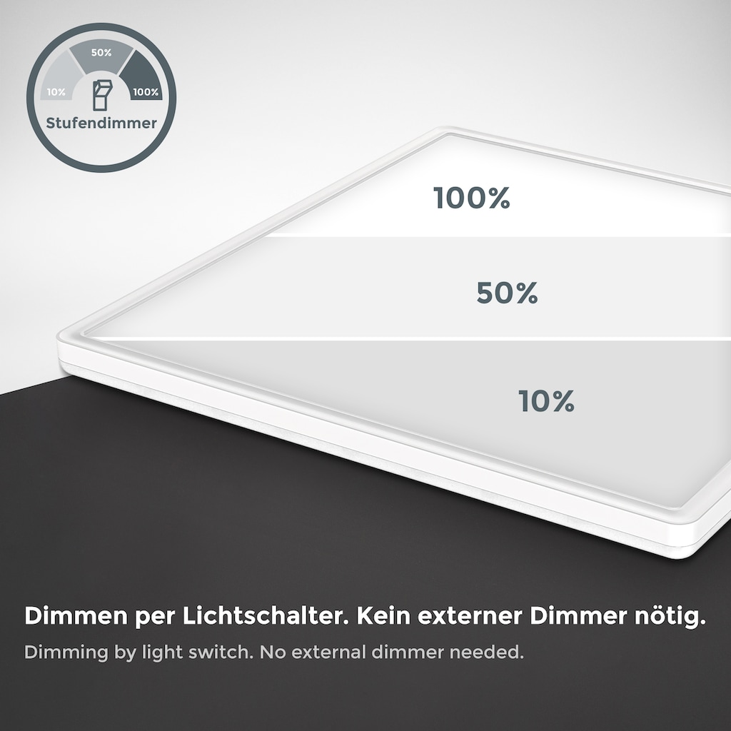 B.K.Licht ultraflaches LED Panel mit LED Backlight, Stufendimmer, inkl. 1 x LED Platine, 22 Watt, 3.000 Lumen, 4.000 Kelvin, inkl. Memoryfunktion, Gr. ca. 42 x 42 cm