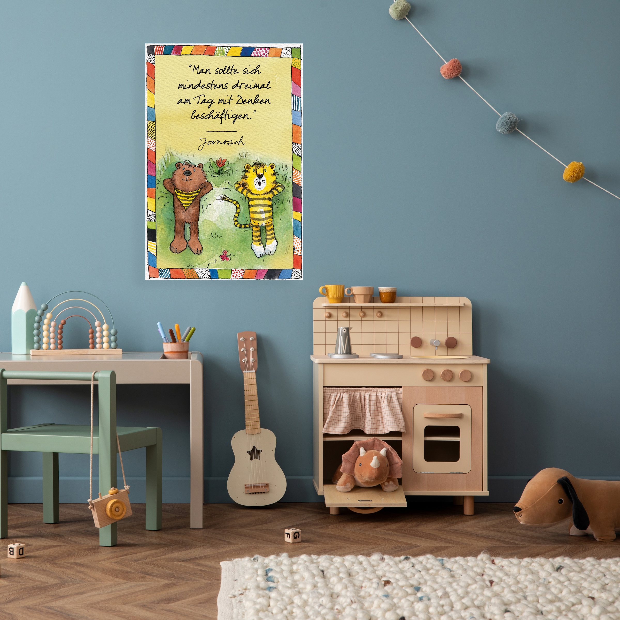 LuckyLinde Leinwandbild »Der kleine Bär und der kleine Tiger - JANOSCH Zitat«, (1 St.), Exklusive JANOSCH Kindermotive