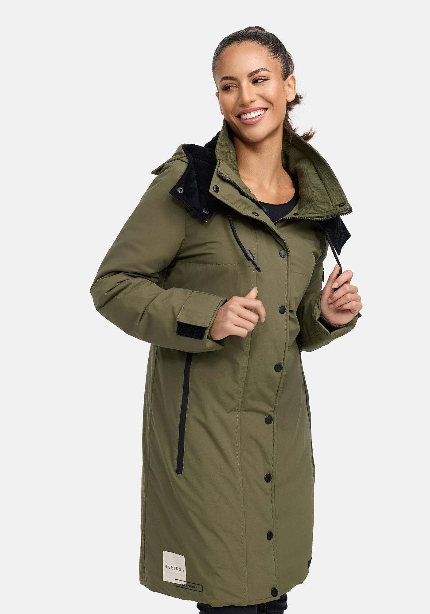 Marikoo Winterjacke »Anoukaa«, langer Parka mit abnehmbarer Kapuze