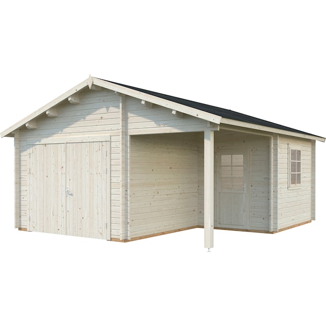 Palmako Garage »Roger«, BxTxH: 564x601x321 cm, mit Anbau und Holztor, natur  per Rechnung | BAUR