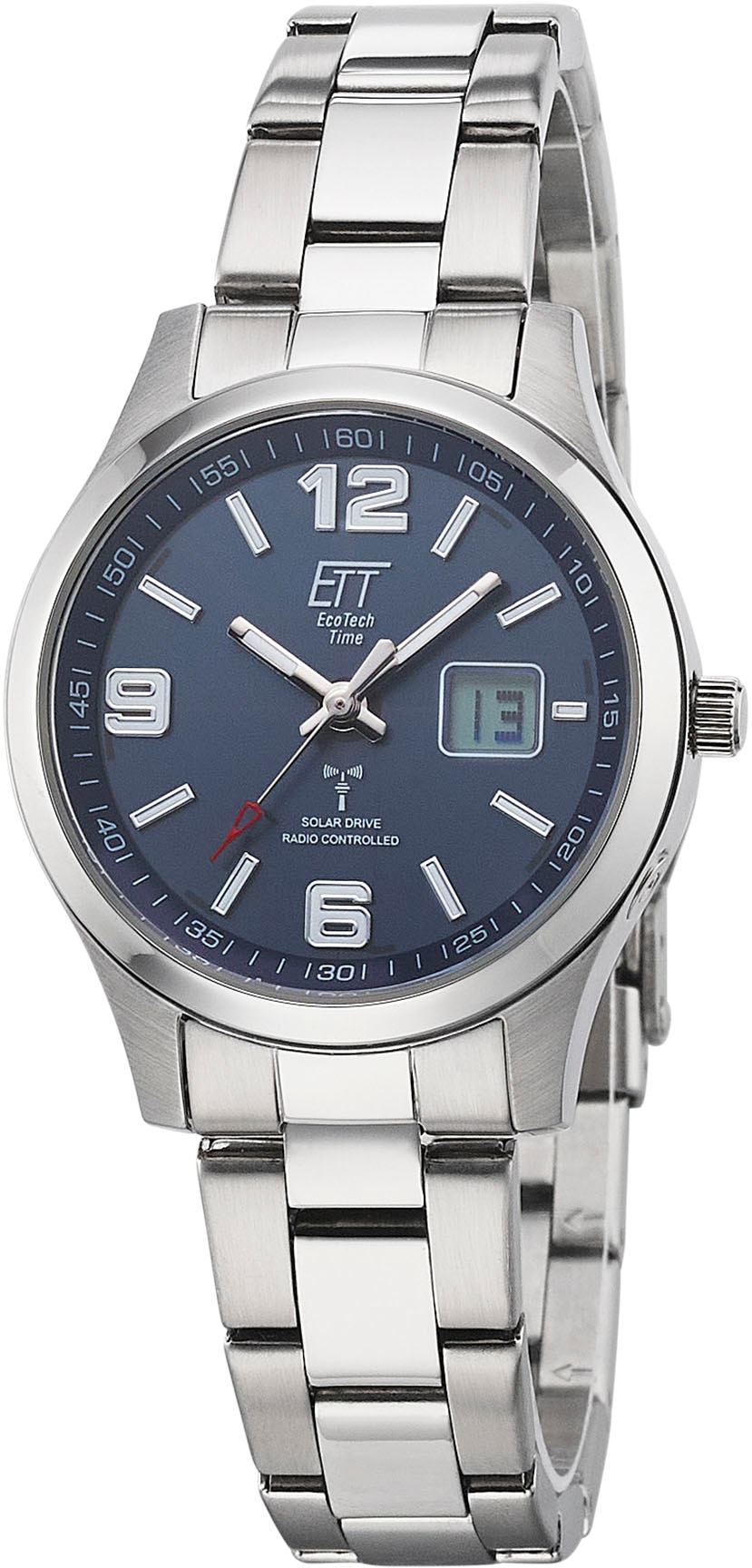 ETT Damen Funkuhr "Gobi Lady", silber, Armbanduhren, Armbanduhr, Damenuhr, Solar, Datum, Edelstahlarmband