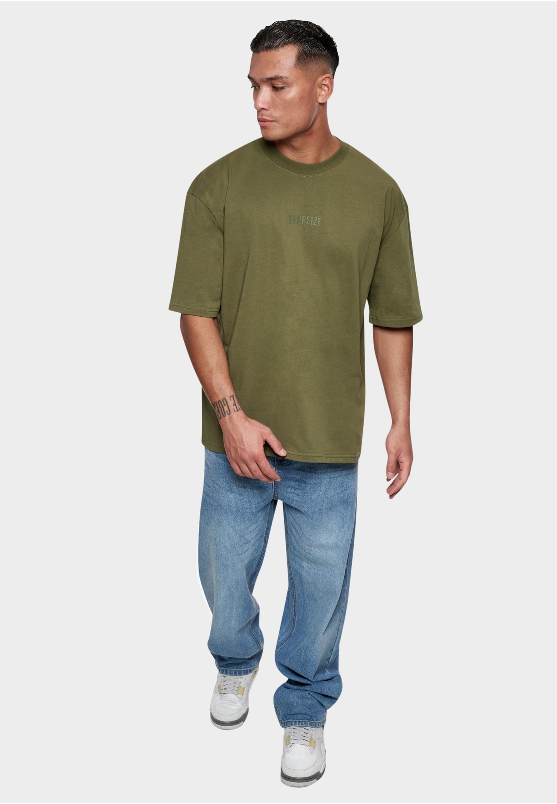 Dropsize T-Shirt »Dropsize Herren Heavy Oversize Curved Hd Logo T-Shirt«, (1 tlg.)