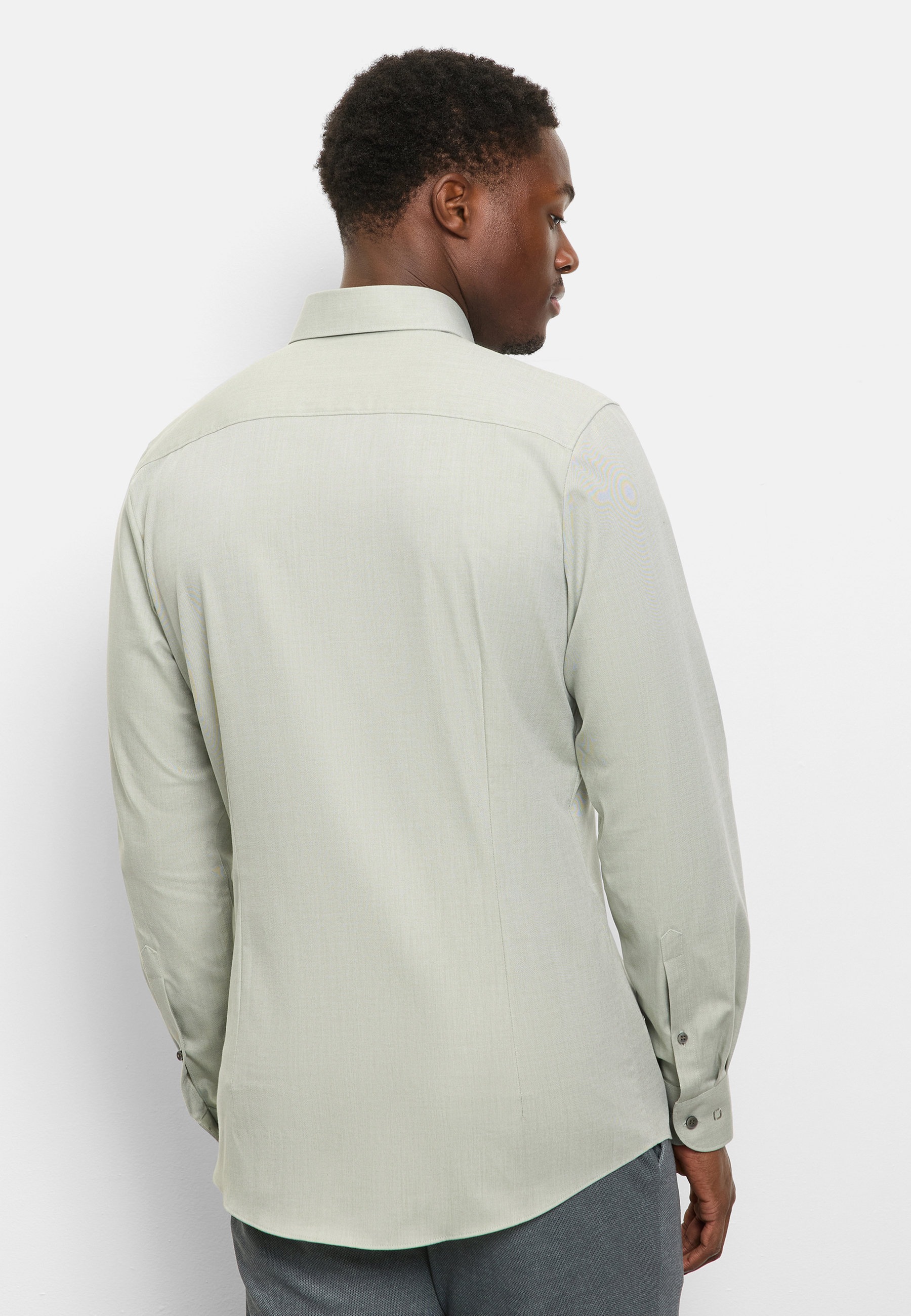 Businesshemd OLYMP "Level Five body fit", Herren, Gr. 44, N-Gr, mint, Web, Obermaterial: 64% Baumwolle, 27% Polyester, 9% Elasthan, Hemden 3