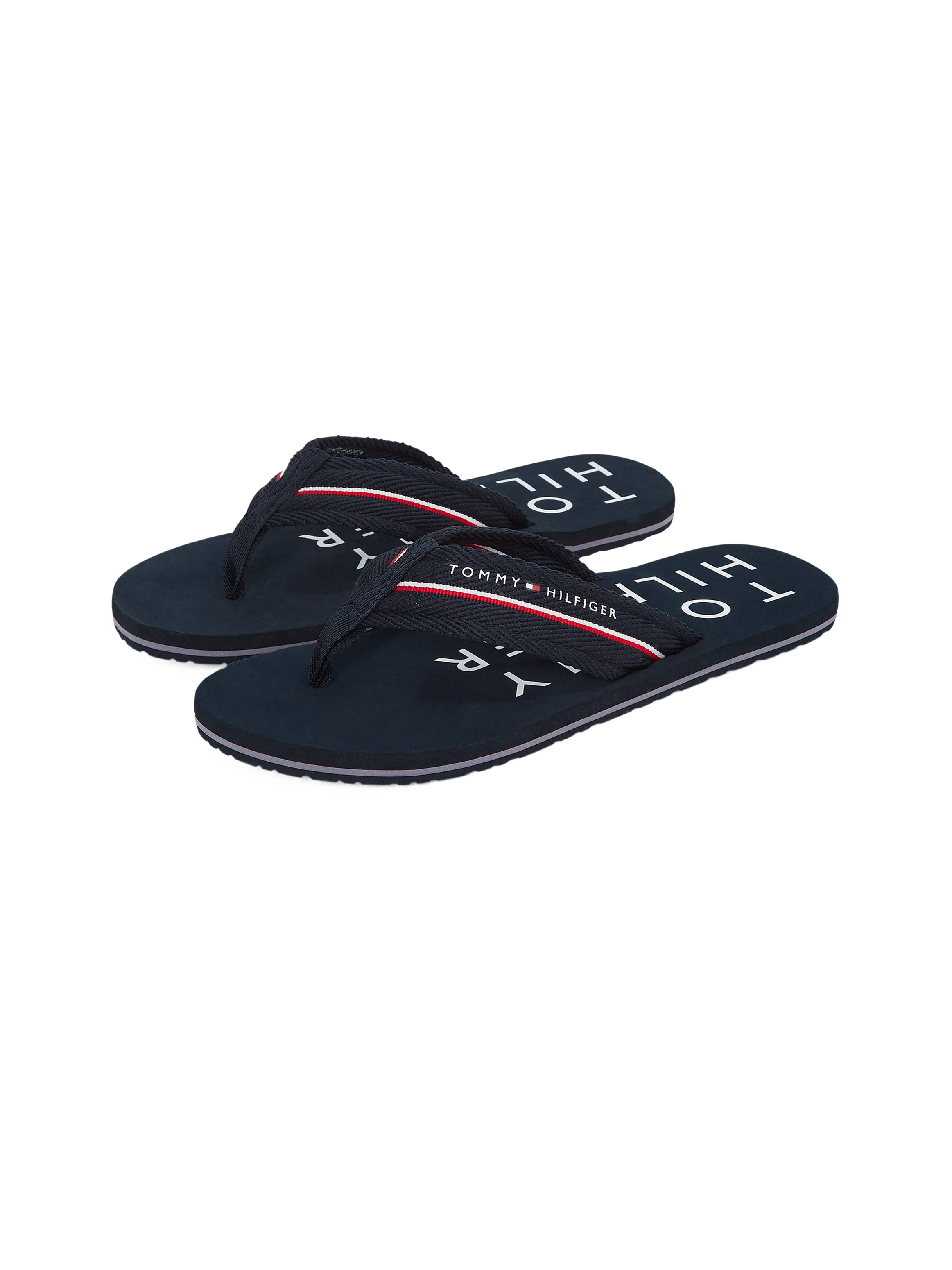 Tommy Hilfiger Zehentrenner »TOMMY HILFIGER WEB BEACH SANDAL«, Dianette, Sommerschuh, Badeschuh mit Logoschriftzug