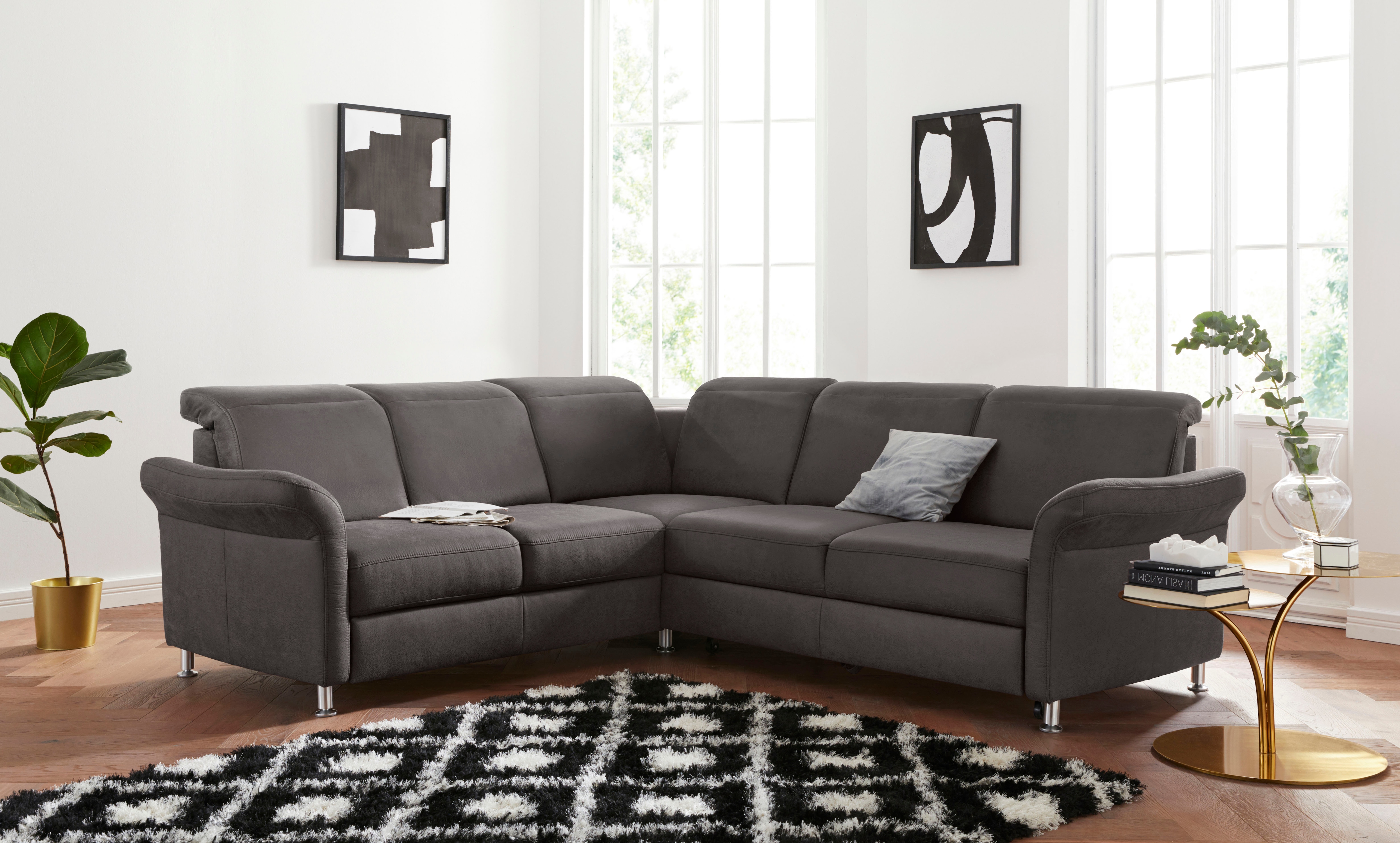 sit&more Ecksofa "Darwin L-Form" inklusive Federkern, wahlweise mit Kopfteilverstellung, Schlaffunktion