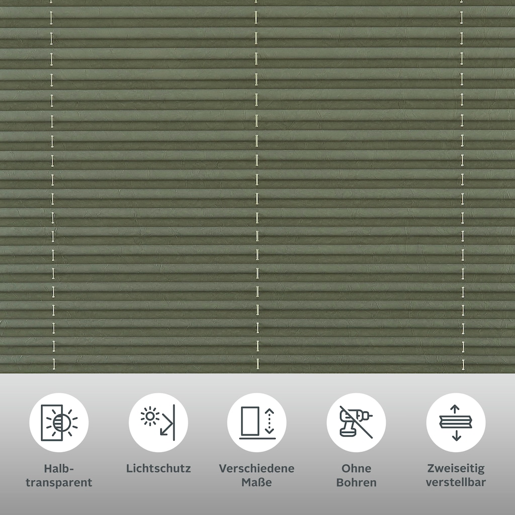 my home Plissee »DAHRA«, Lichtschutz, ohne Bohren, verspannt, im Fixmaß, Crushed-Optik