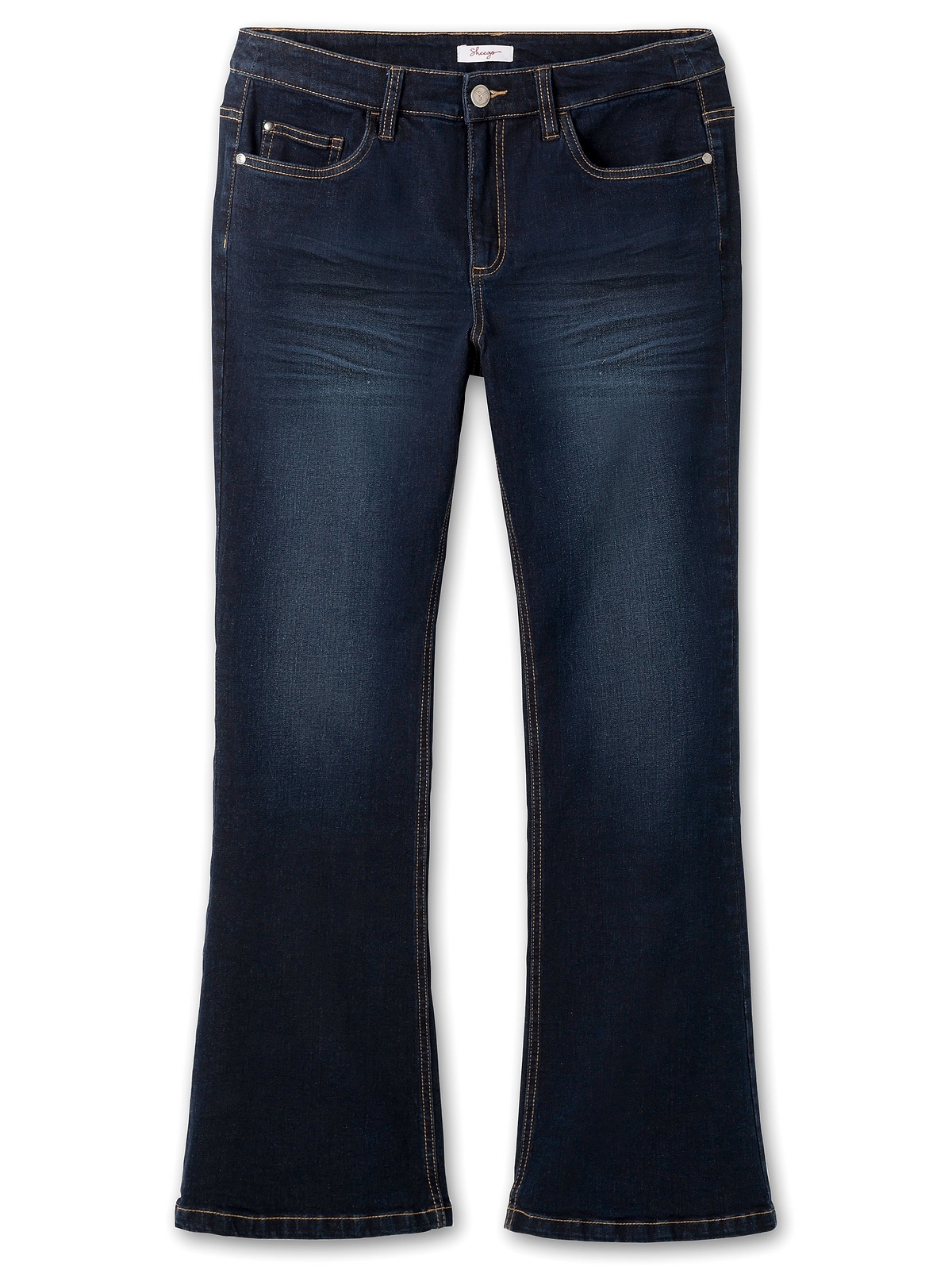 »Große mit Größen«, Bootcut-Jeans Sheego extralang Used-Effekten, kaufen BAUR |