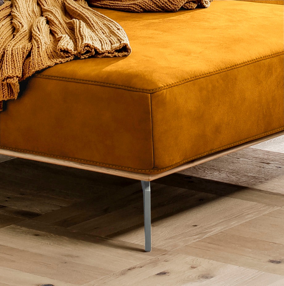 W.SCHILLIG Ecksofa »run, Designsofa mit tollem Sitzkomfort, bequem, L-Form«, mit elegantem Holzsockel, Füße in Silber matt, Breite 299 cm