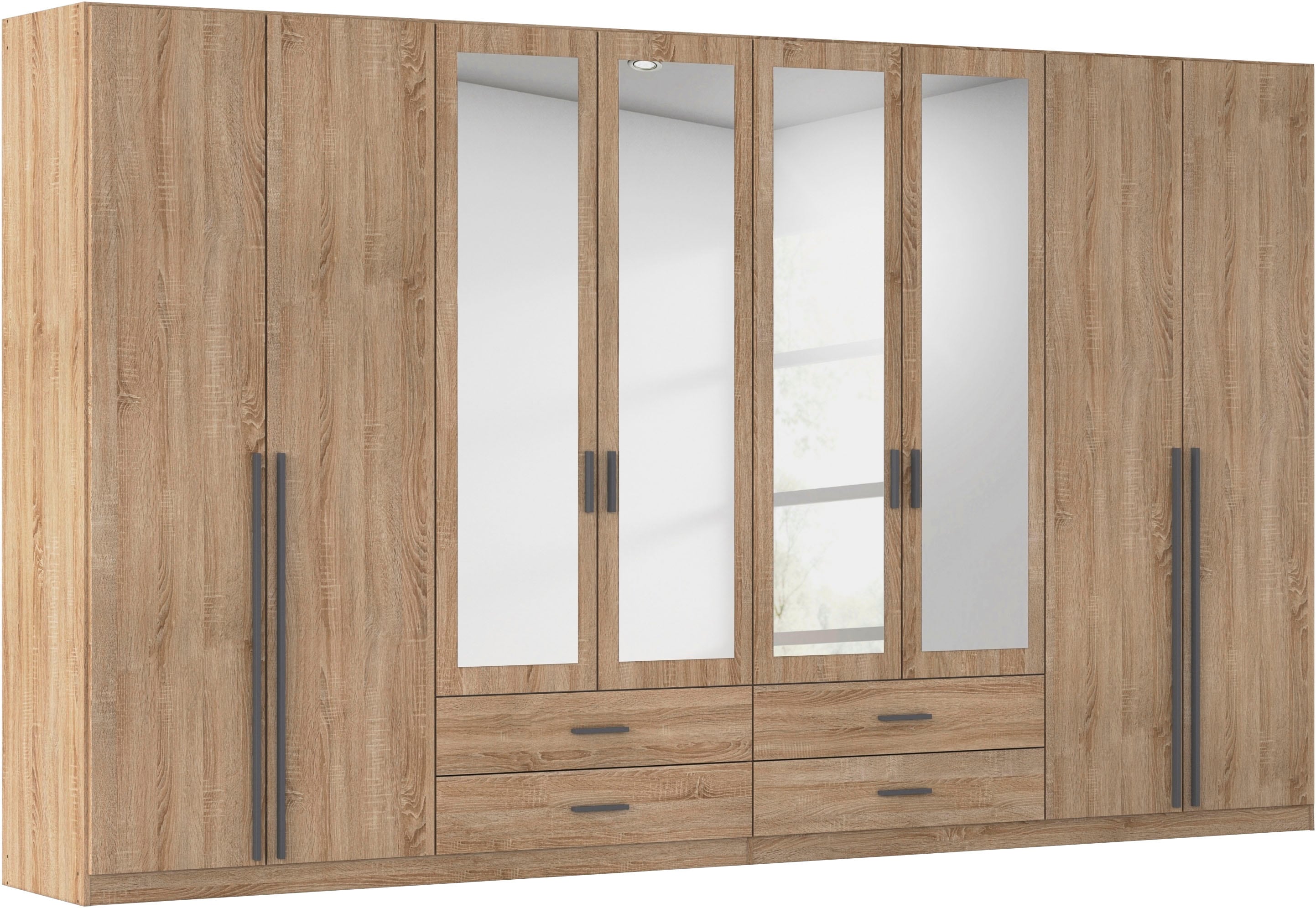rauch Kleiderschrank "Schrank Garderobe Ankleide GAMMA Breiten 91/136/181/226/271/315/360 cm" in 3 Ausstattungen BASIC/CLASSIC/PREMIUM (inkl. SOFT-CLOSE-Funktion), verschiedene Griff-Varianten, mit Spiegel TOPSELLER MADE IN GERMANY