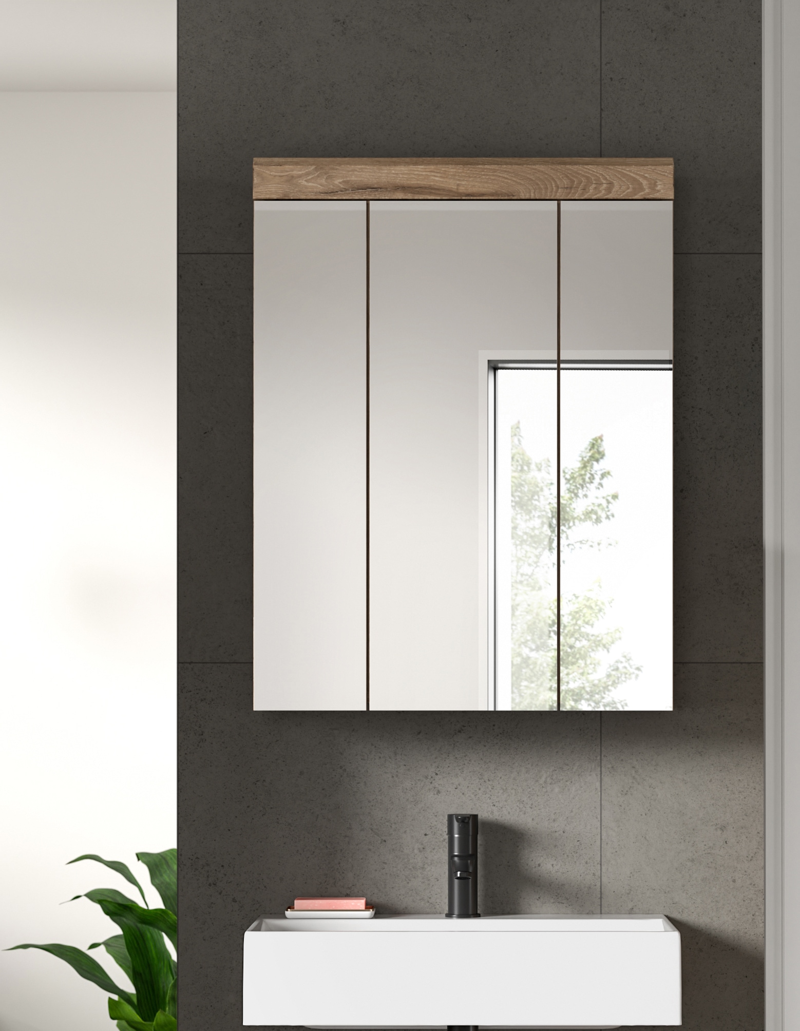 INOSIGN Badezimmerspiegelschrank »Siena, Breite 60cm, 3 Spiegeltüren, 9 Fächer, 6 Einlegeböden«, in verschiedenen Farben erhältlich, Badmöbel, Spiegel, Badschrank, Bad