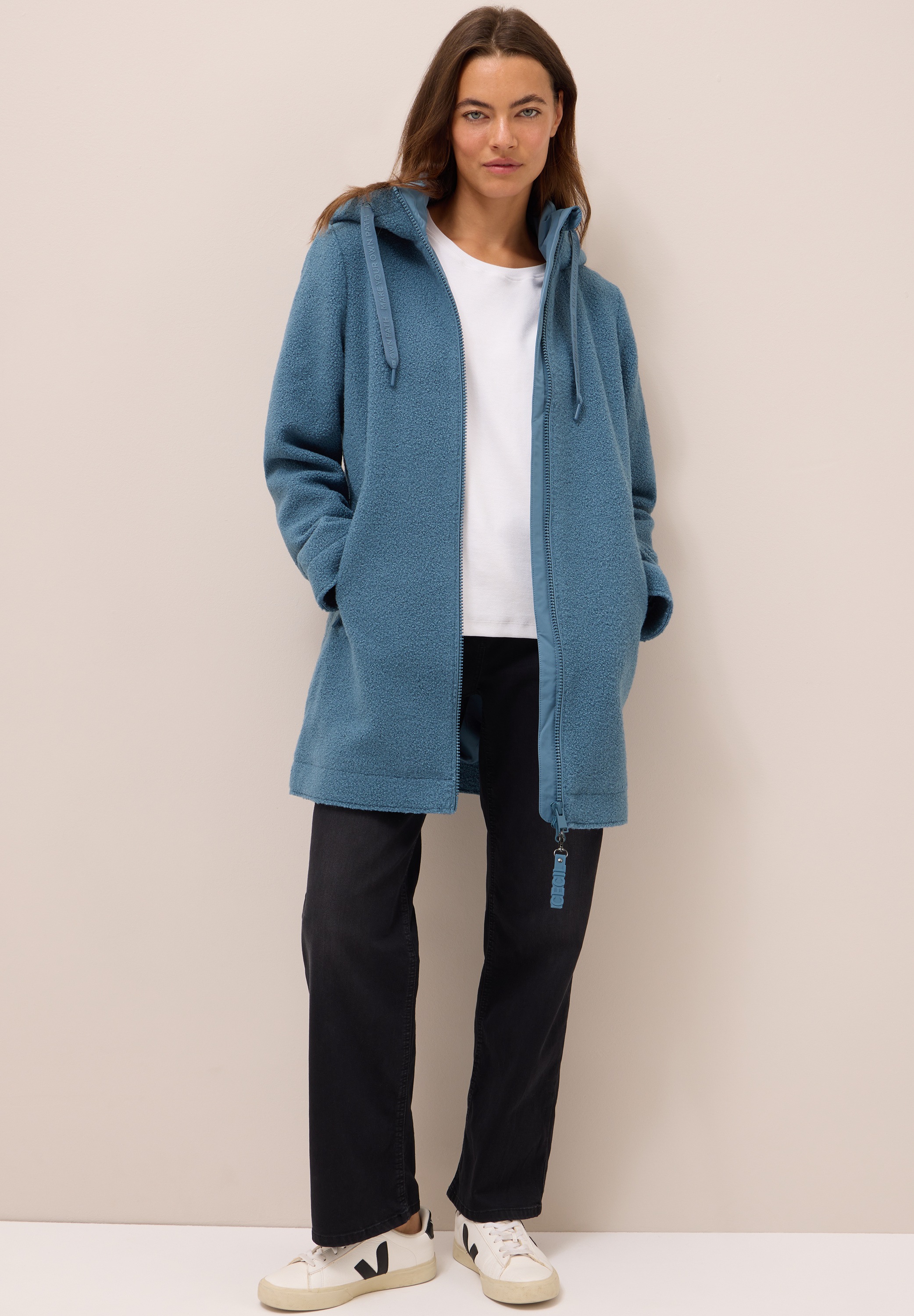 Cecil Fellimitatmantel mit Kapuze mit Tunnelzugband günstig online kaufen