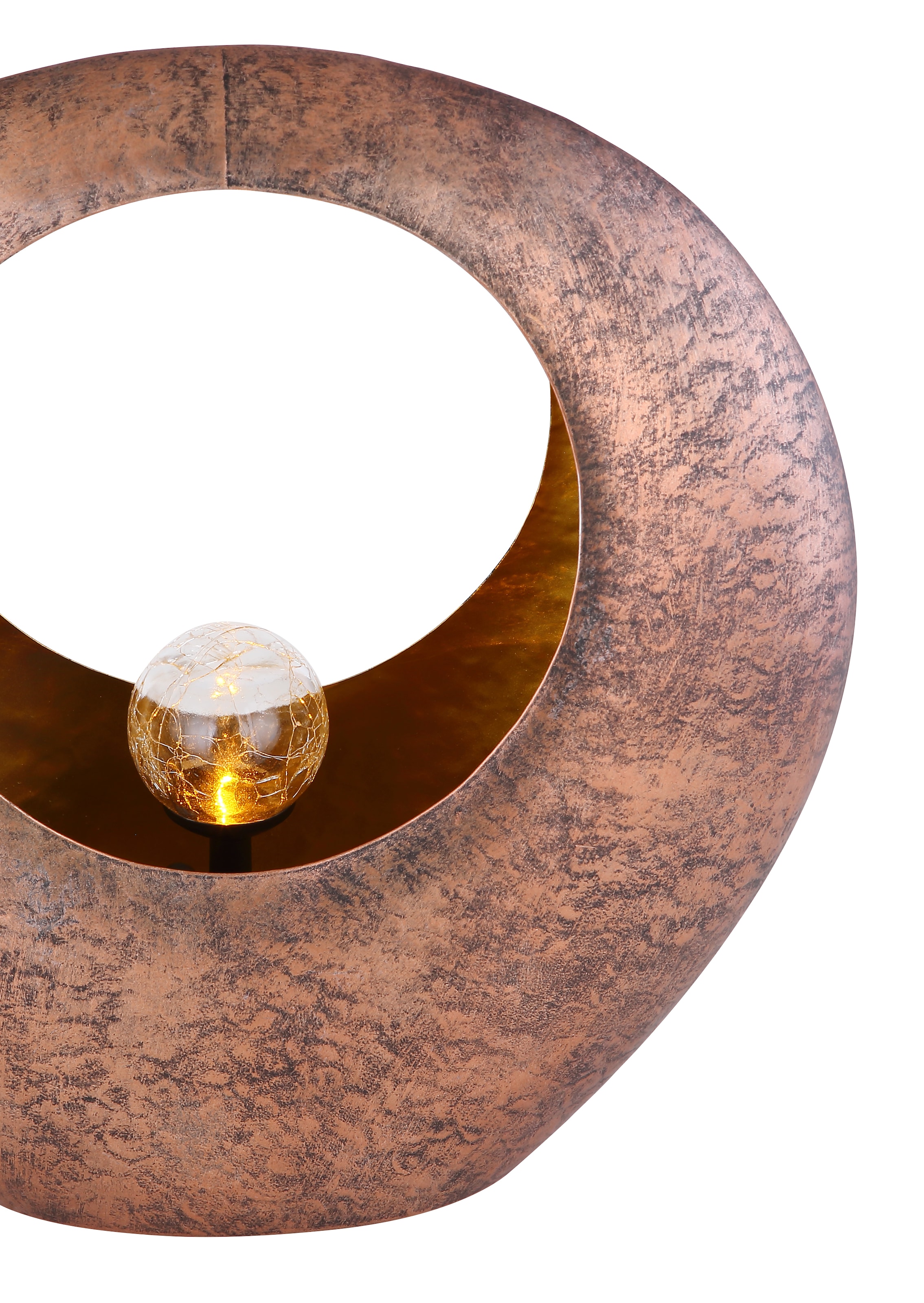 GLOBO LIGHTING LED Solarleuchte »SOLARLEUCHTE METALL MESSINGFARBEN, 1XLED-Modul« LED-Modul 1 Stk. Warmweiß Messing-Solarleuchte mit Glas crackle, Feuereffekt, LED 0.06W