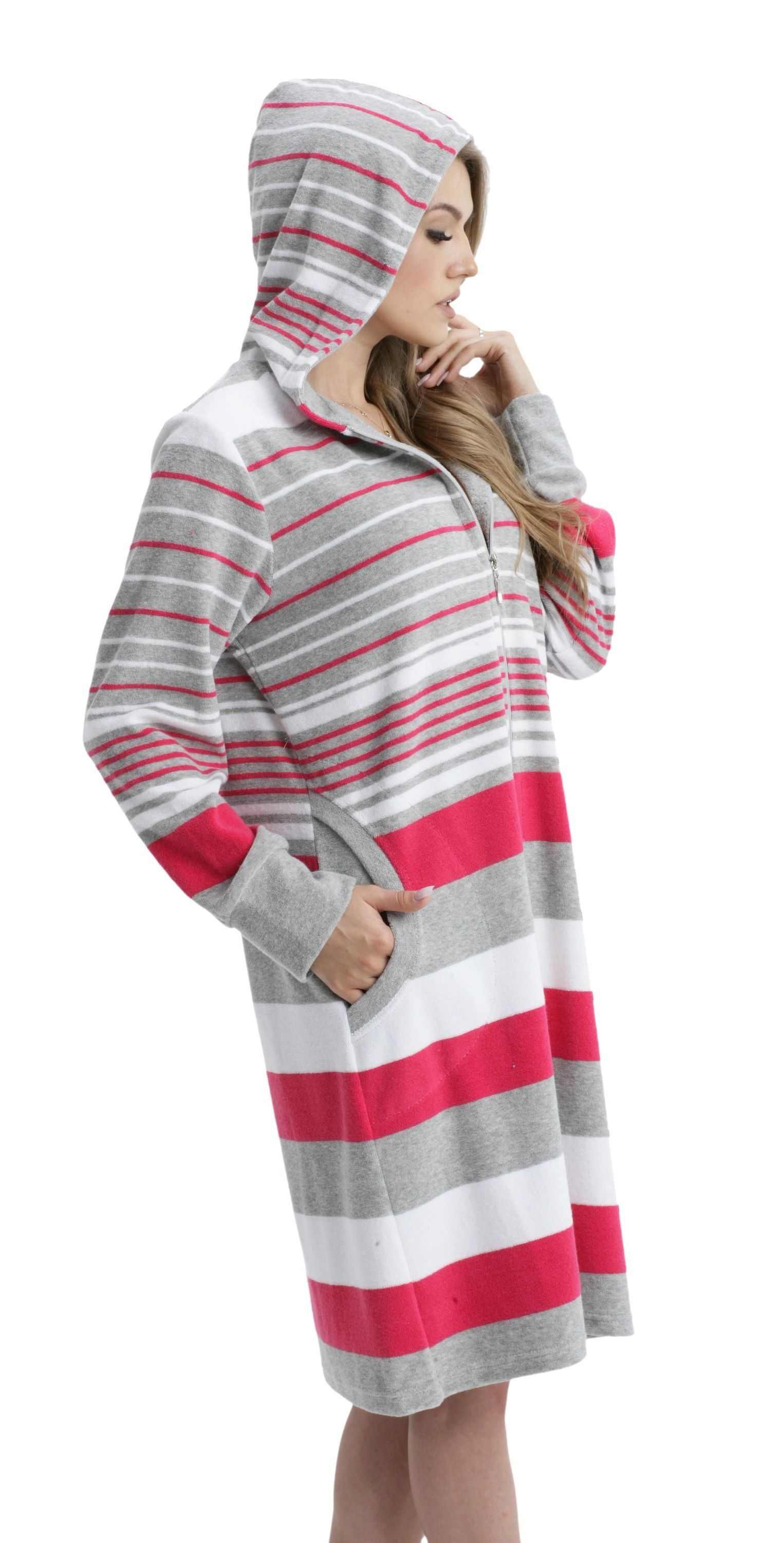 AQUARTI Damenbademantel "Bademantel Aquarti Damen Frottee Bademantel Gestre günstig online kaufen