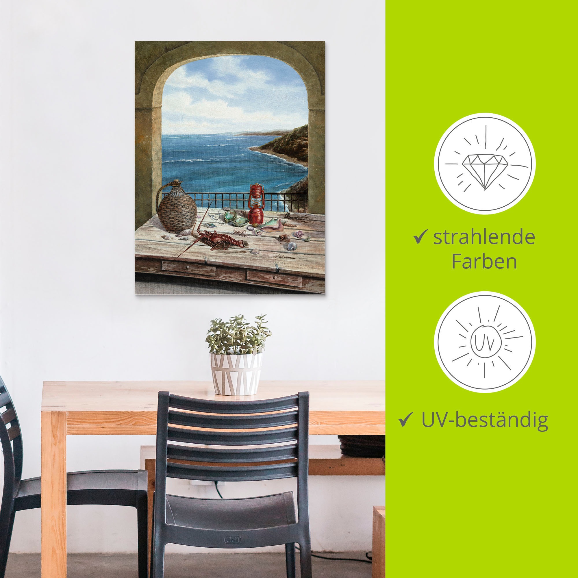 Artland Wandbild »Stillleben am Meer«, Fensterblick, (1 St.), als Alubild, Outdoorbild, Leinwandbild, Poster, Wandaufkleber
