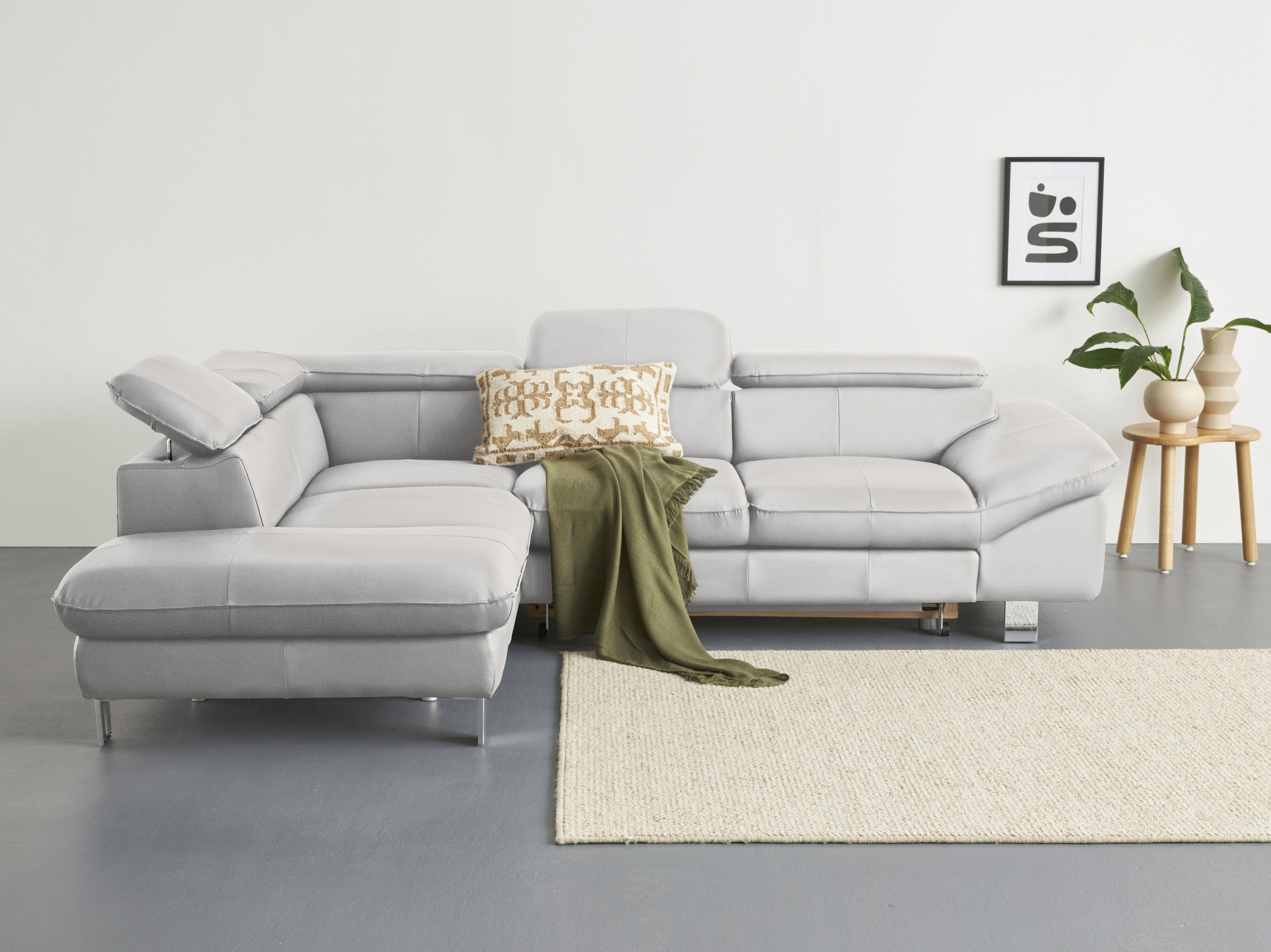COTTA Ecksofa "Driver L-Form, B: 265cm, moderne Couch, Wellenunterfederung, inkl. 3 x" Kopfteilverstellung, optional Schlaffunktion & Bettkasten