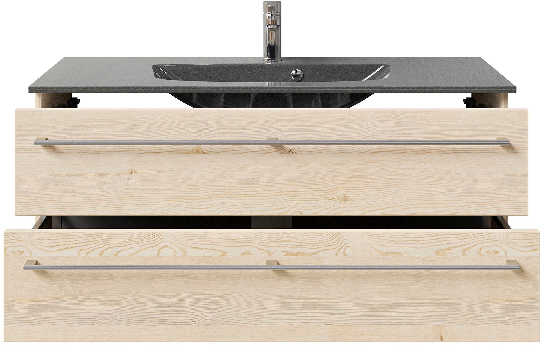 Saphir Waschtisch »Serie 6025 Mineralmarmor-Waschtisch mit Unterschrank, 117 cm breit«, Waschplatz mit 2 Schubladen, hängend, verschiedene Ausführungen