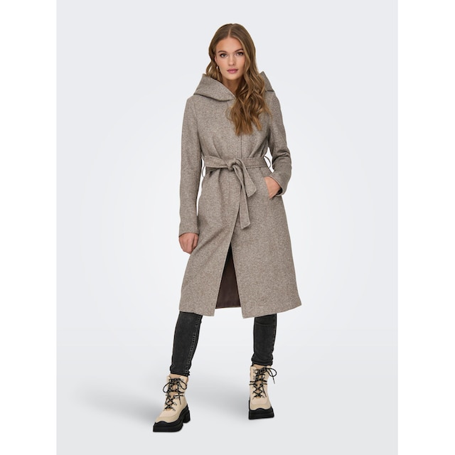 ONLY Langmantel »ONLSEDONA LIGHT LONG BELT COAT OTW«, mit großer Kapuze  online kaufen | BAUR