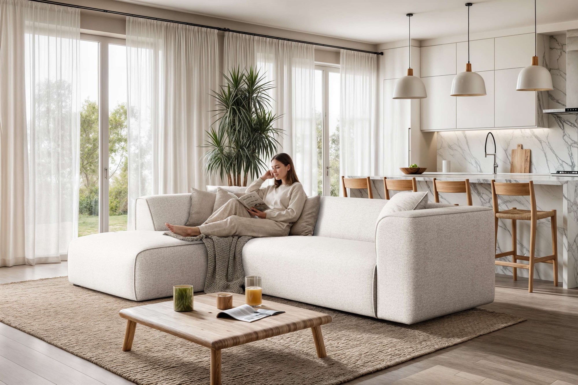 OTTO home Ecksofa "Merid L-Form, Sofa-Fix, B: 254 cm - OTTO. Verlässliche Qualität." Ottomane rechts/links, belastbar bis 460kg, nicht modulare Sofa