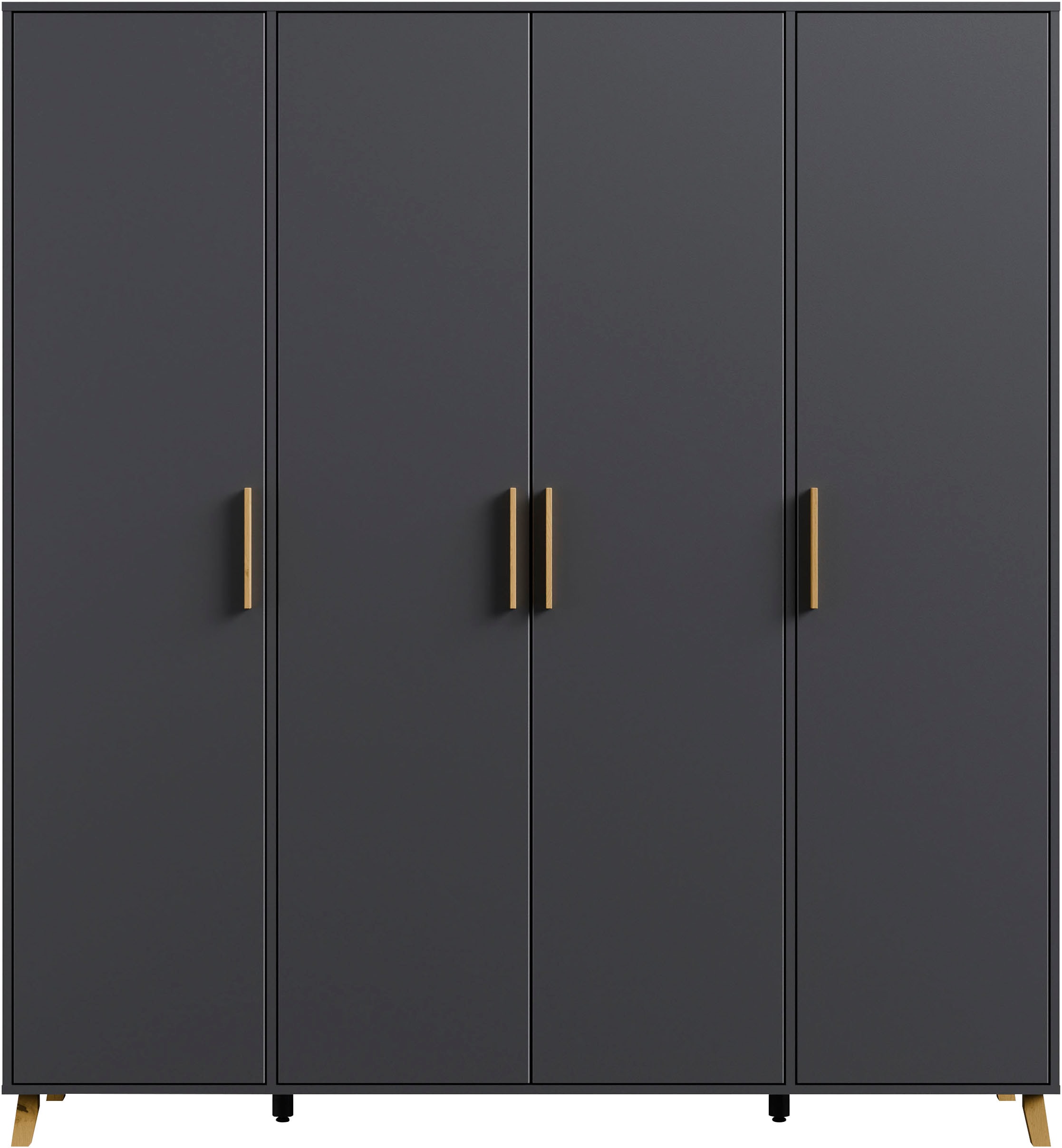 rauch Drehtürenschrank »Kleiderschrank Schrank Garderobe Wäscheschrank SHINJO«, (in 3 verschiedenen Ausstattungen BASIC/CLASSIC/PREMIUM), Griffe und Füße aus Massivholz, viel Stauraum MADE IN GERMANY