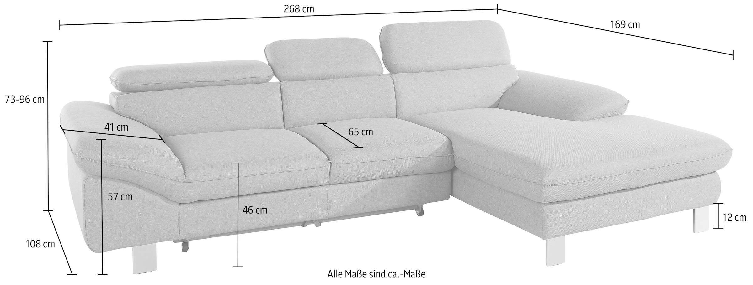 COTTA Ecksofa »Driver L-Form«, mit Kopfteilverstellung, wahlweise mit Bettfunktion & Bettkasten