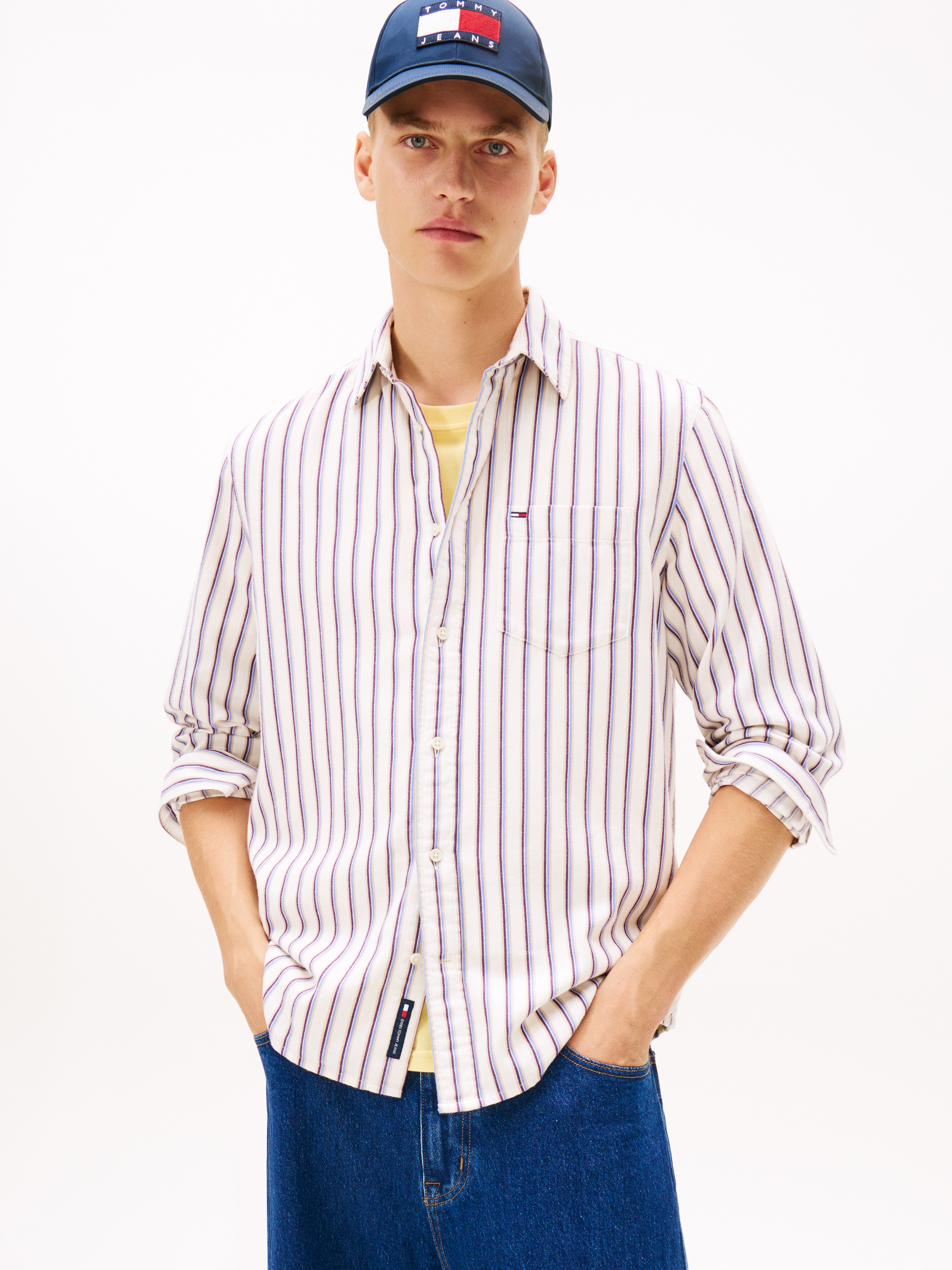 Tommy Jeans Langarmhemd »TJM STRIPE TWILL« gestreift, relaxed fit,
