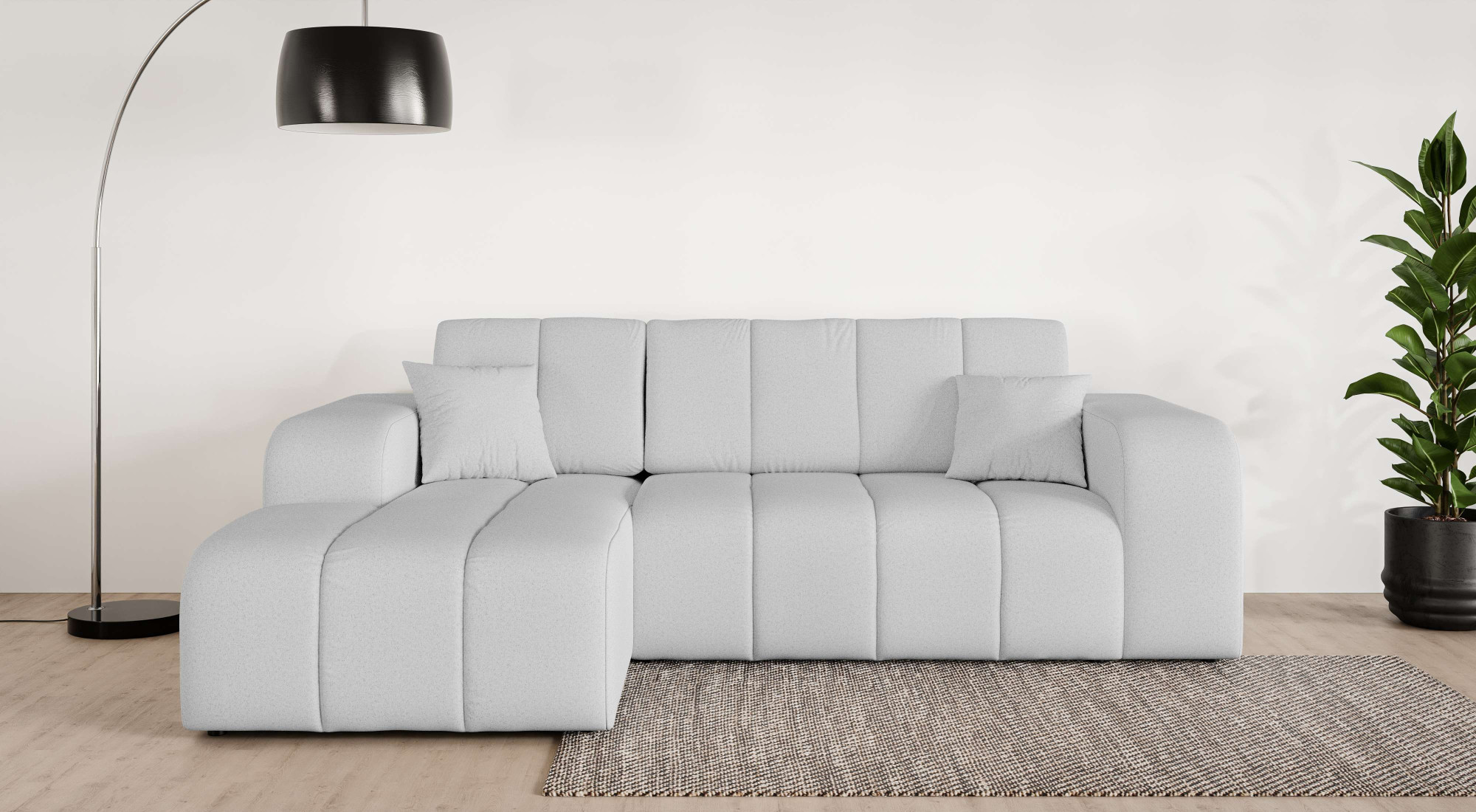 OTTO home Ecksofa "CASSY L-Form, Schlafsofa mit Bettkasten, Maße B/T/H: 245/165/88 cm" mit 2 Rückenkissen, Recamiere rechts oder links bestellbar