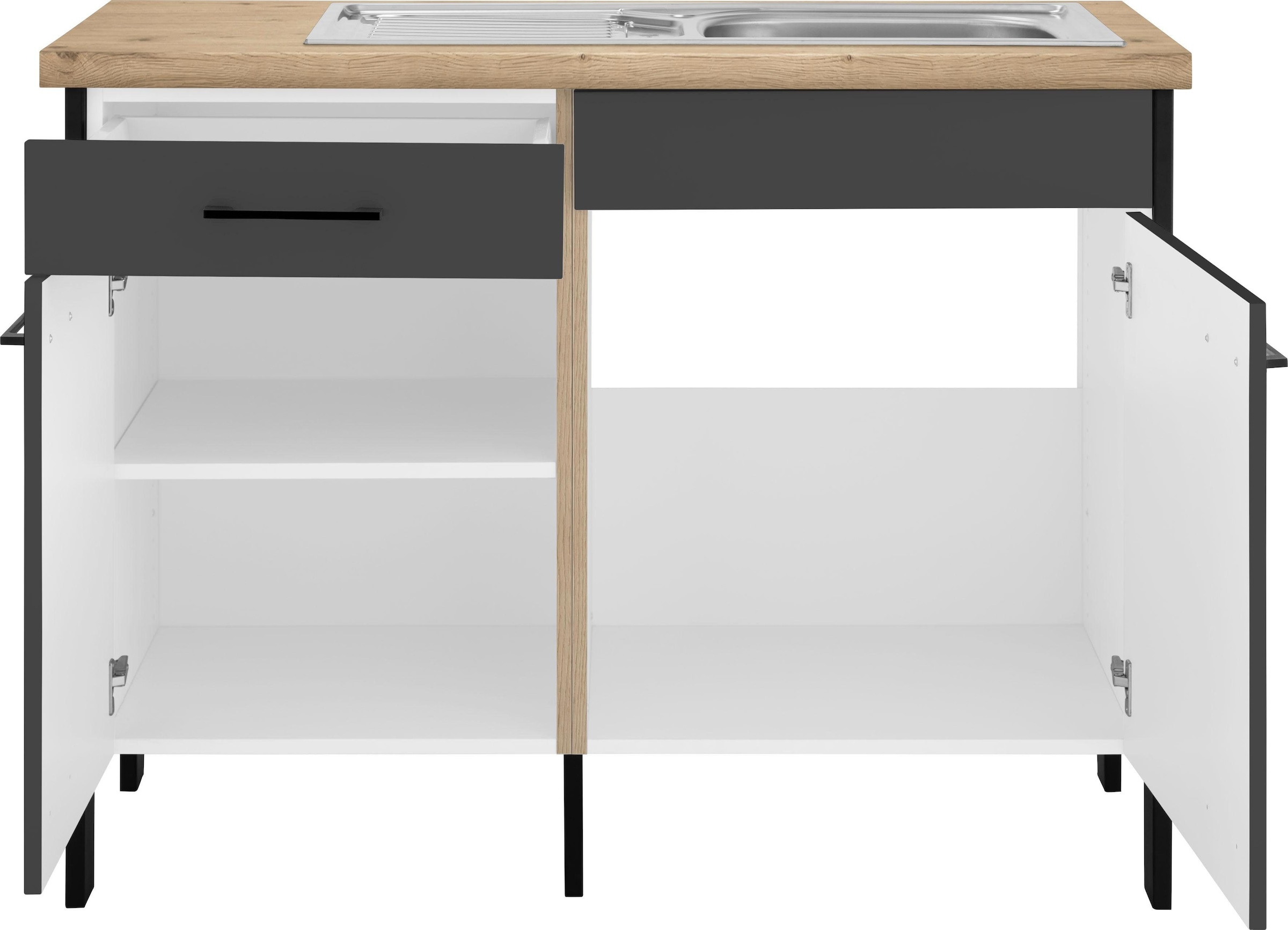 OPTIFIT Spülenschrank »Tokio«, 118 cm breit, mit Stahlgestell, mit Vollauszug