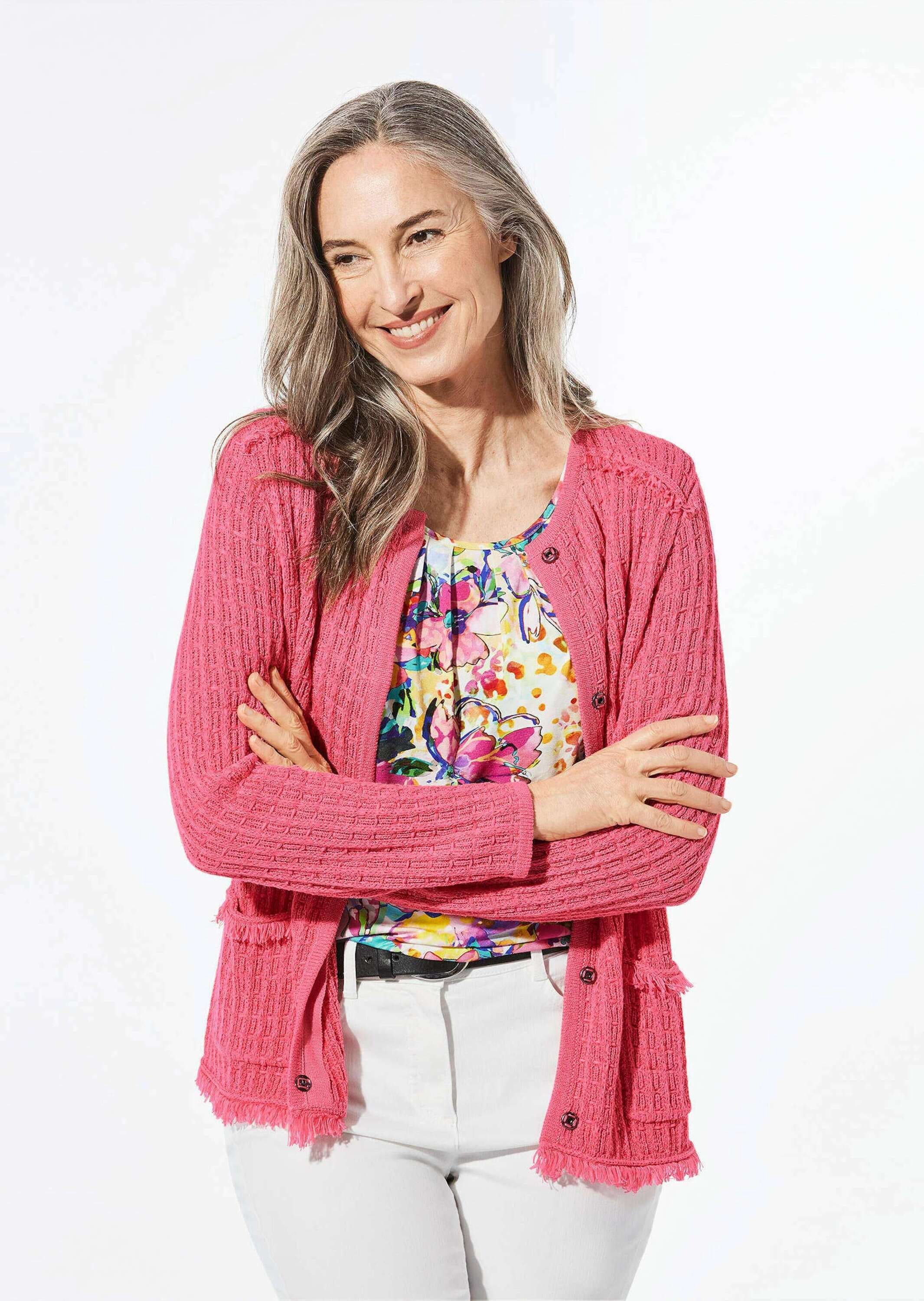 GOLDNER Strickjacke »Strickjacke Strickjacke mit Druckknöpfen«