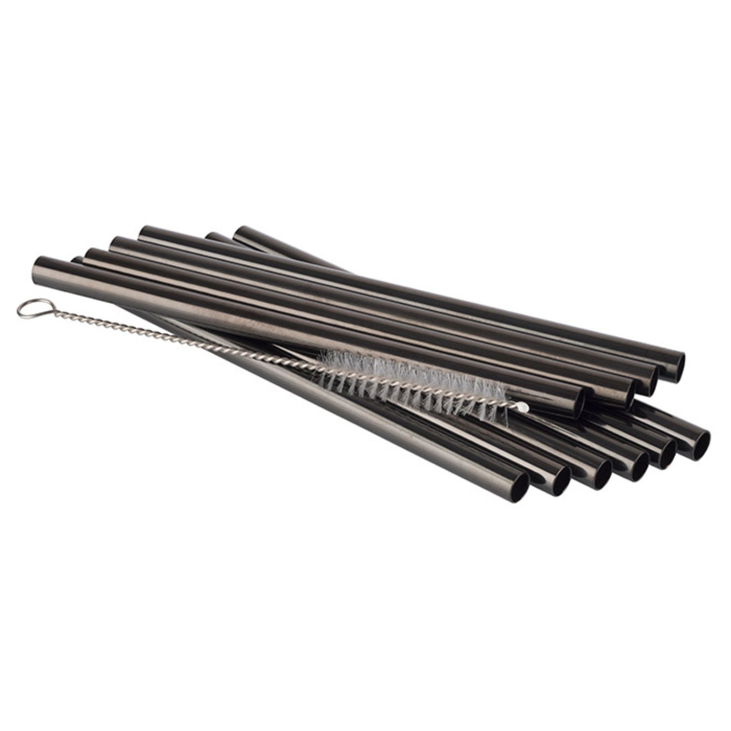 Buddys Trinkhalme "langlebige Metallstrohhalme für kalte und warme Getränke" Länge ca. 15 cm, 10 Edelstahl-Trinkhalme inkl. Reinigungsbürste