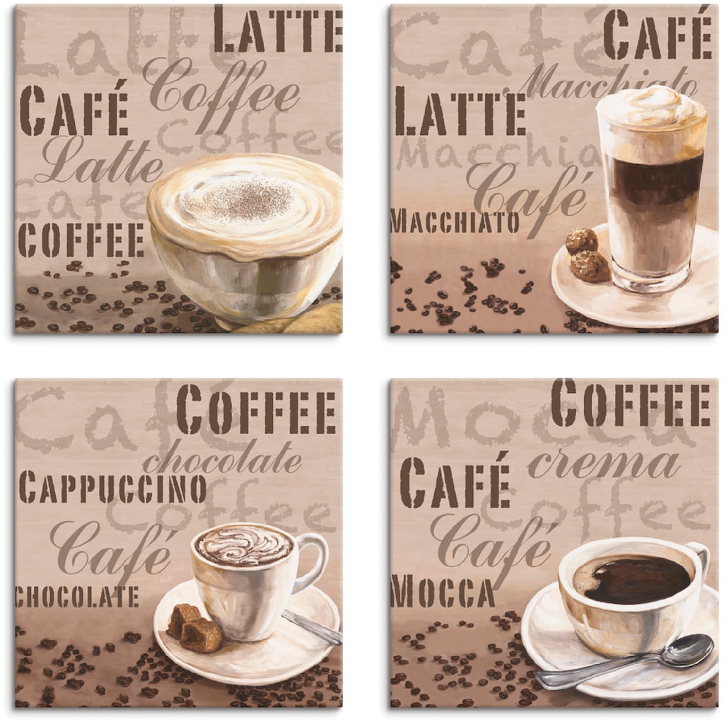 Artland Leinwandbild »Milchkaffee Latte MacchiatoChocolate«, Getränke, (4 St.)