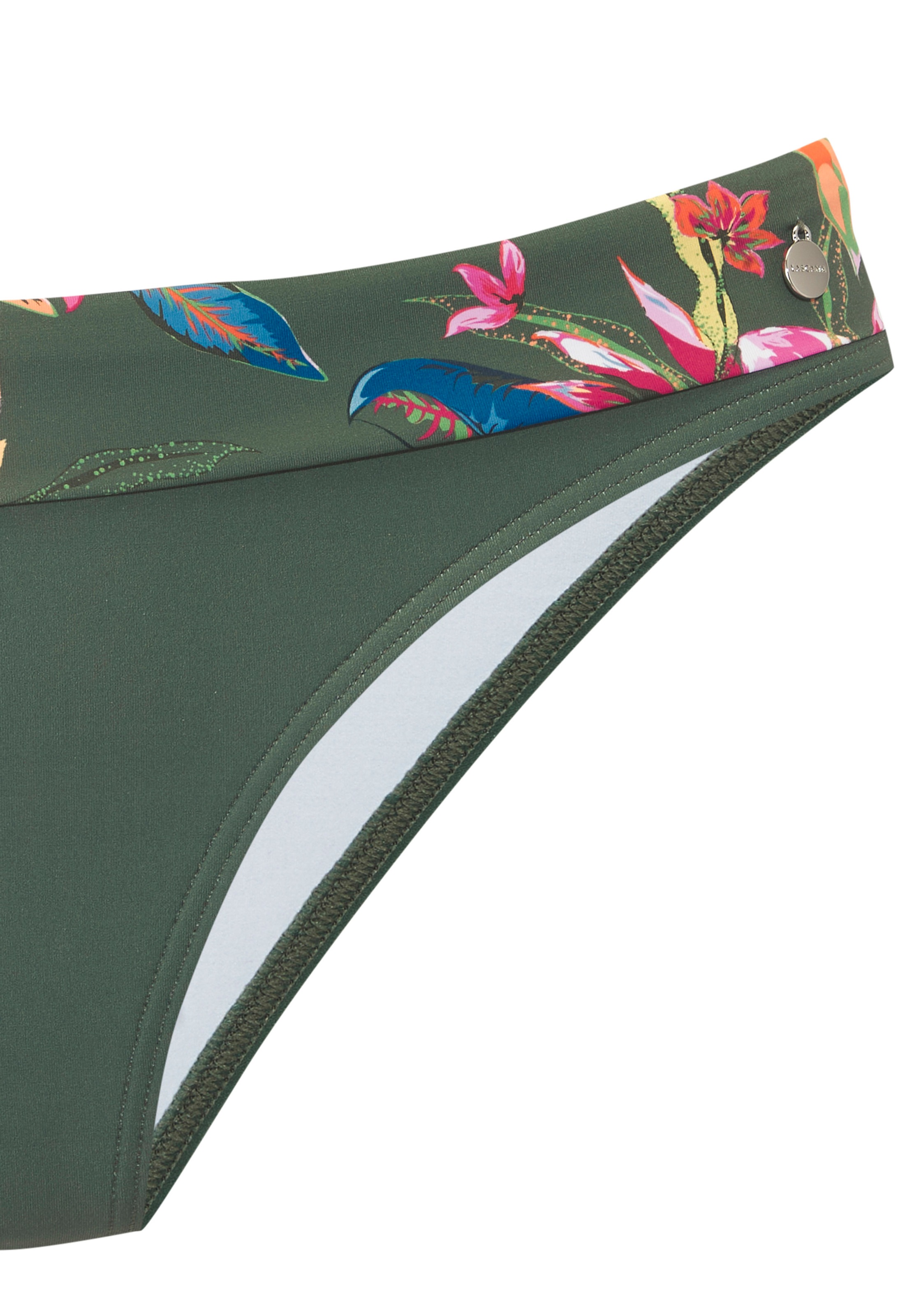 Bas de Bikini Lascana Malia Imprimé Floral Olive Taille 34 3