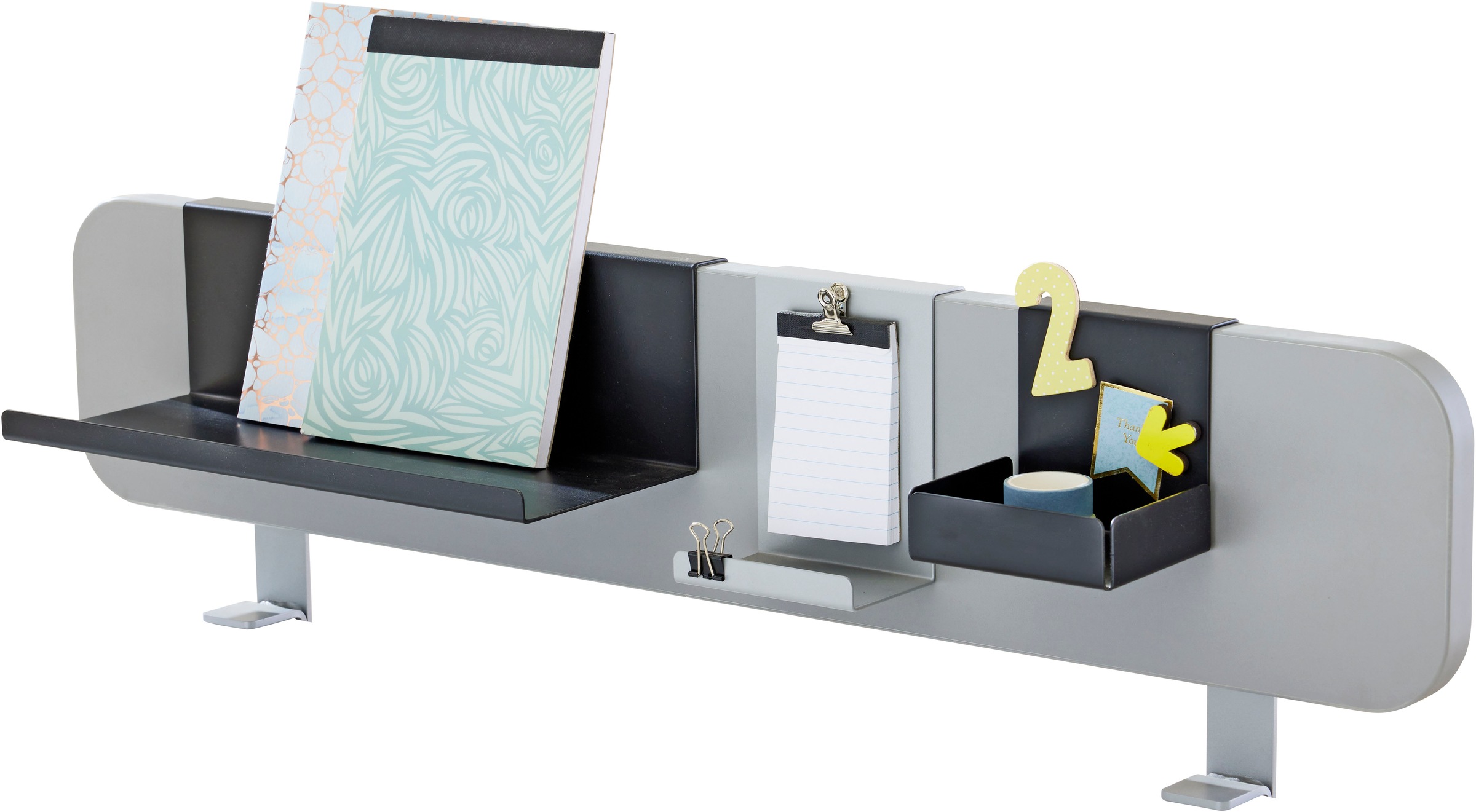 Schreibtischaufsatz PAIDI, B:81cm H:16cm T:2,2cmkieselgrau, Möbelaufsätze, "Funktionsboard in verschiedenen Ausführungen", inklusive 3