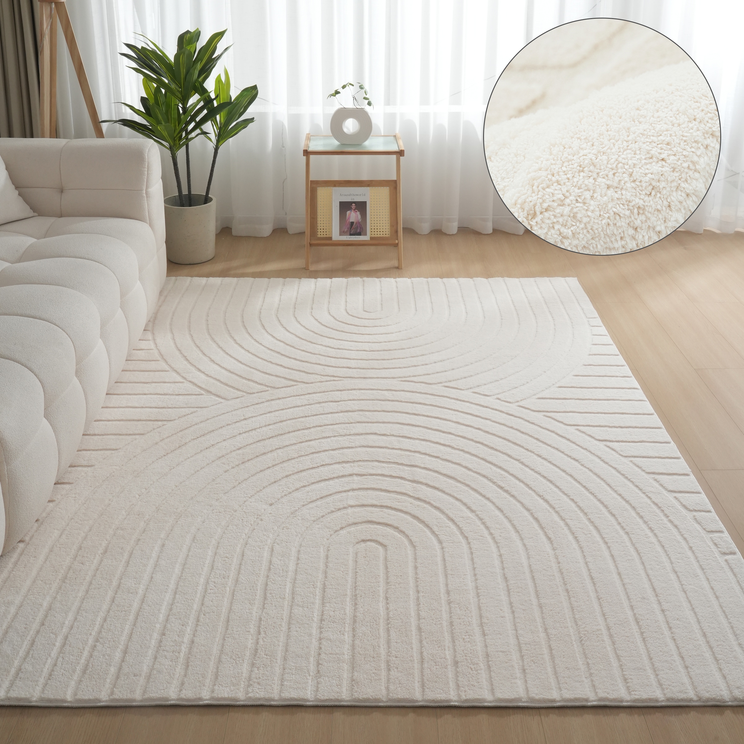 OTTO home Teppich "Cali Regenbogen, Hoch-Tief-Effekt" rechteckig 15 mm Höhe Uni-Farben, flauschig, waschbar, weich, Wohnzimmer, Schlafzimmer