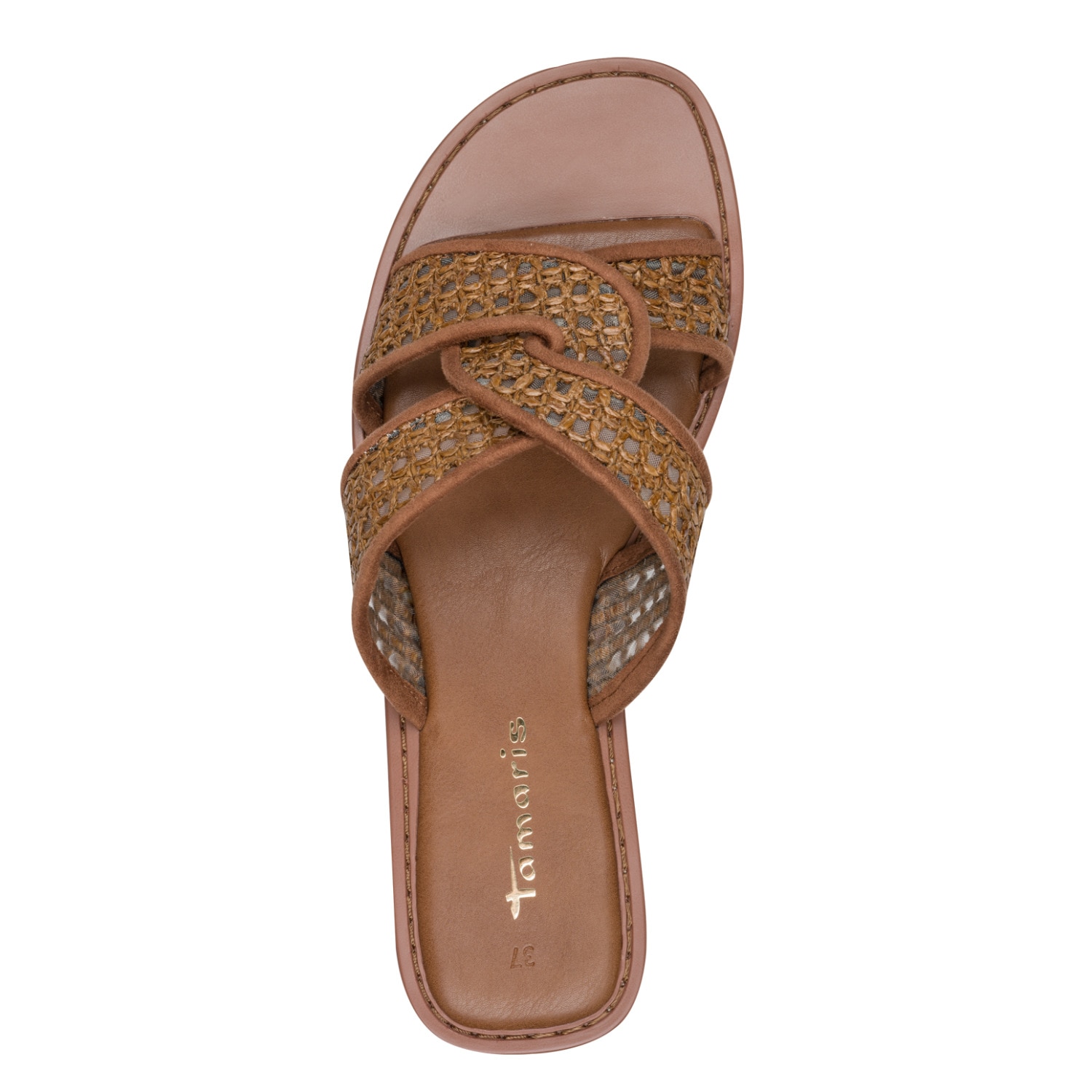 Tamaris Pantolette  Sommerschuh, Schlüpfschuh, Flat mit Baststickerei