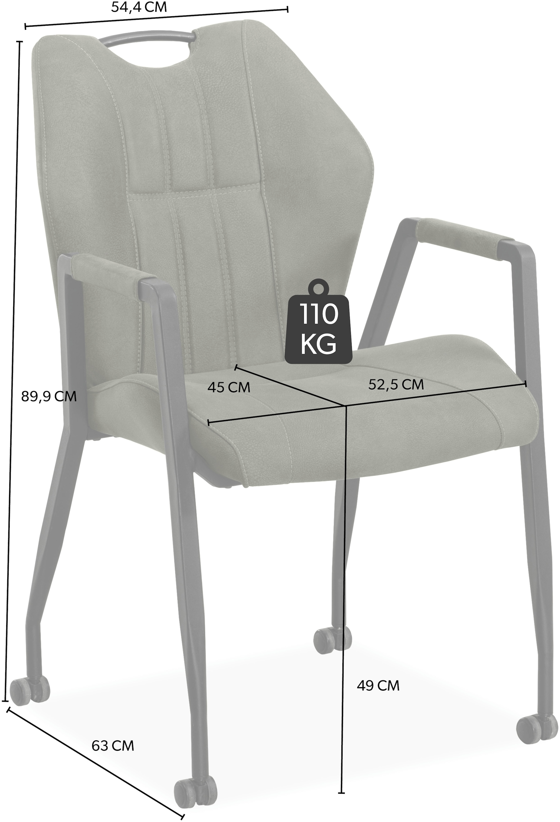 OMG Design Armlehnstuhl »Point«, (Set), 2 St., Stoff, Esszimmerstuhl mit Rollen, Bürostuhl