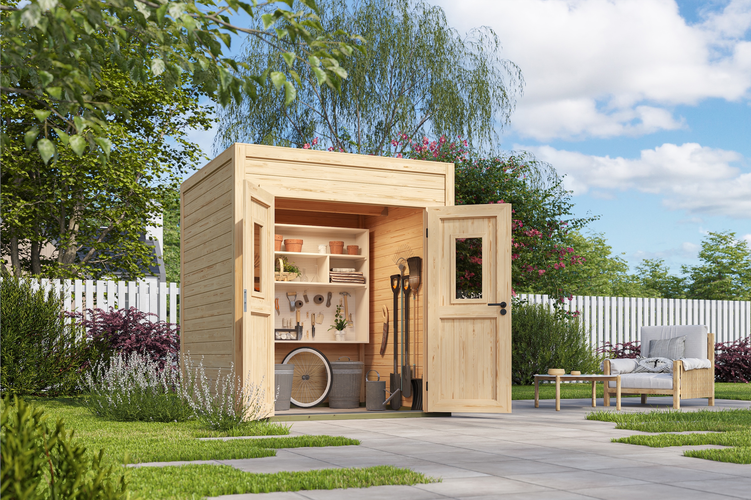 Nordic Holz Gartenhaus "Felix 1", kleiner stilvoller Schuppen mit Flachdach günstig online kaufen